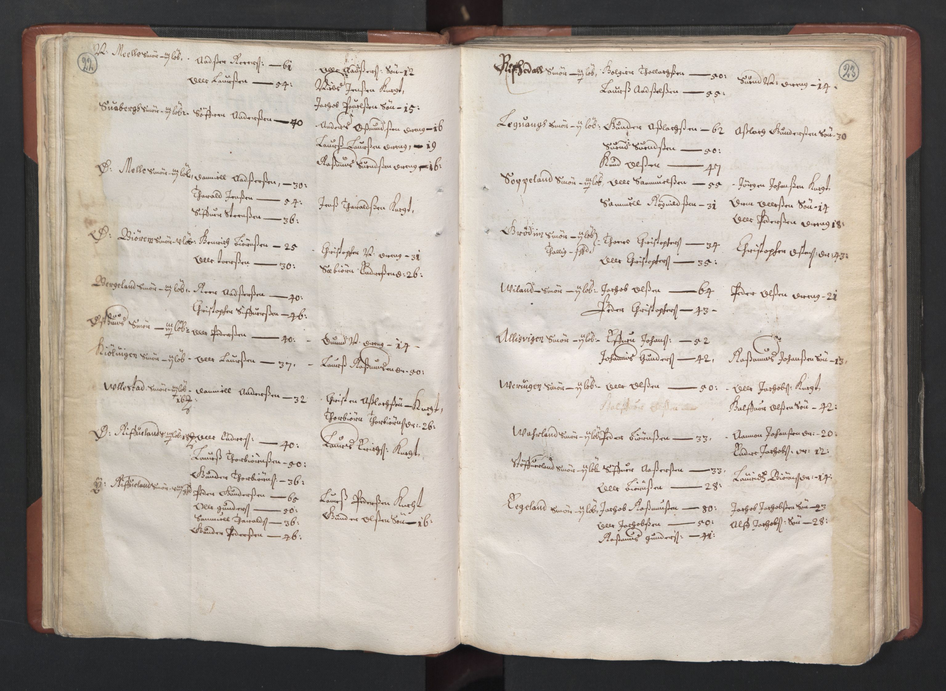 RA, Bailiff's Census 1664-1666, no. 12: Ryfylke fogderi, 1664, p. 22-23