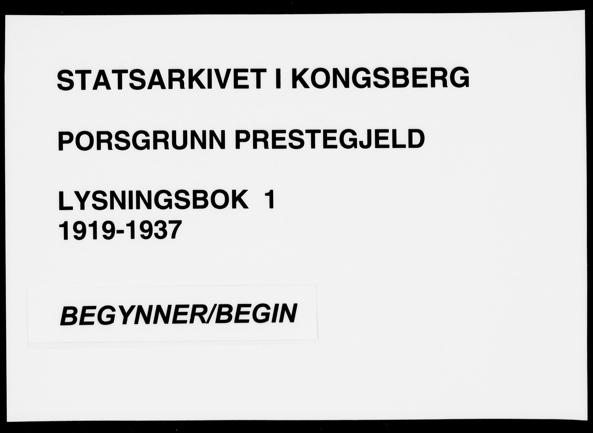 Porsgrunn kirkebøker , SAKO/A-104/H/Ha/L0001: Banns register no. 1, 1919-1937