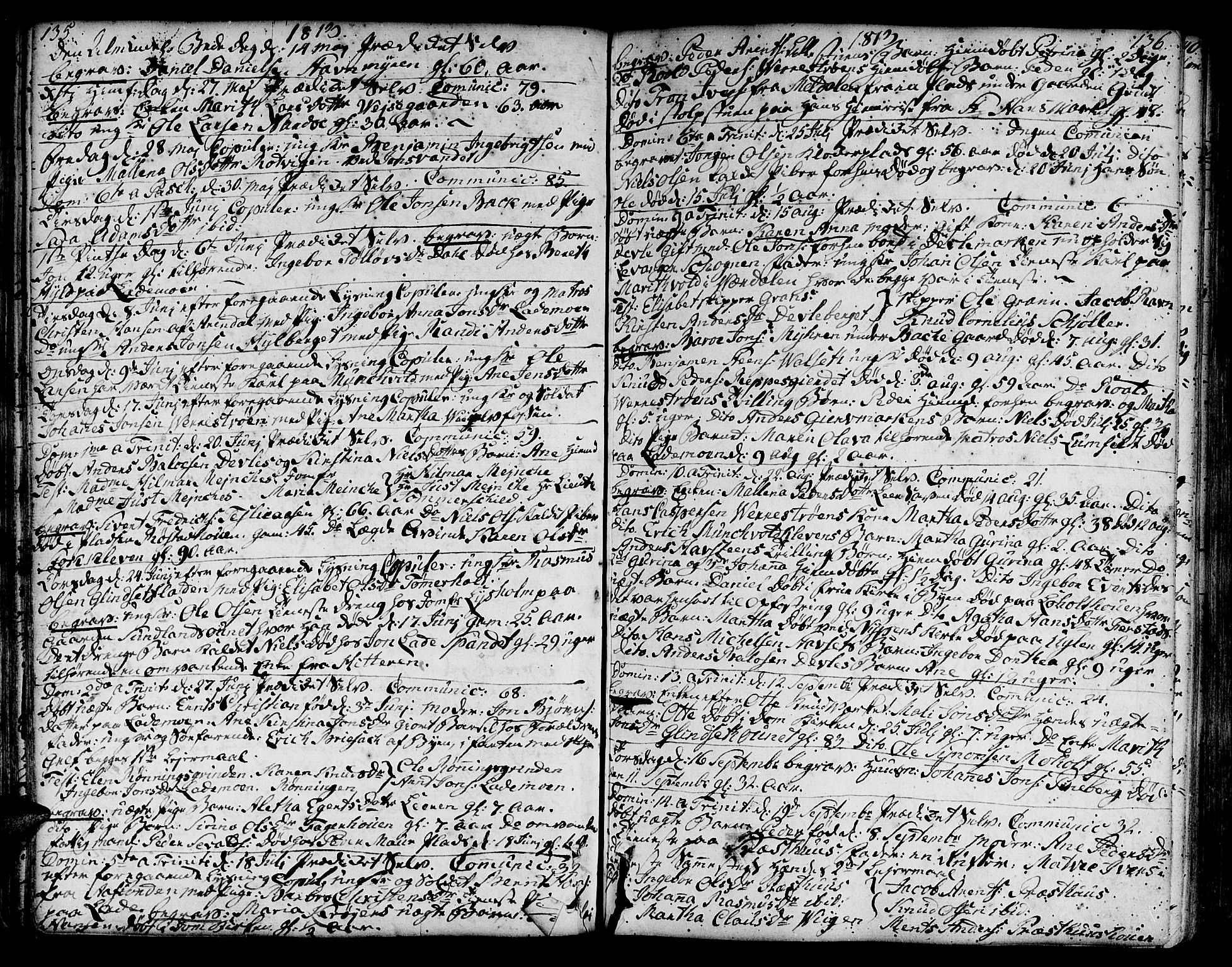 Ministerialprotokoller, klokkerbøker og fødselsregistre - Sør-Trøndelag, SAT/A-1456/606/L0280: Parish register (official) no. 606A02 /1, 1781-1817, p. 135-136