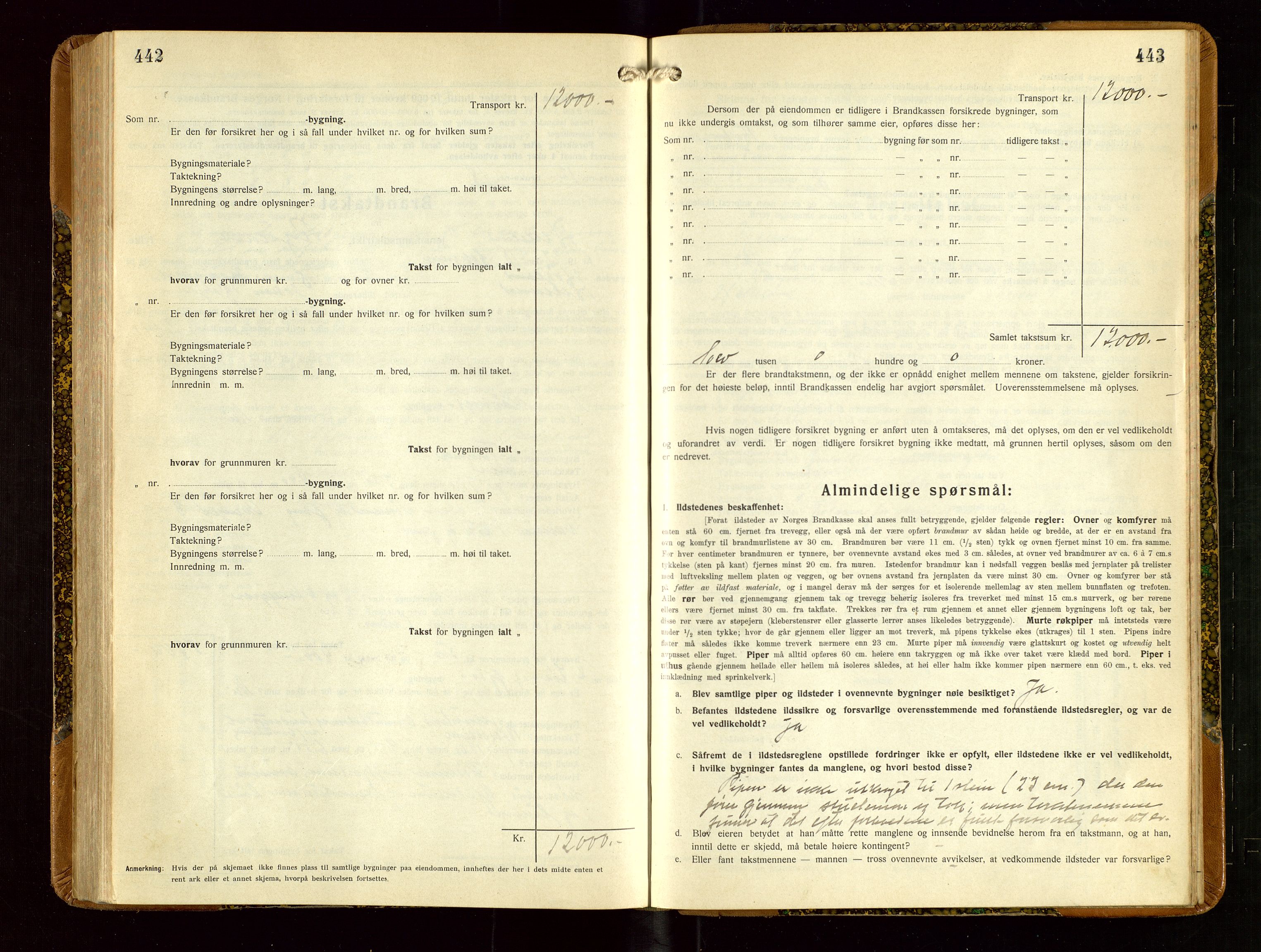 Helleland lensmannskontor, AV/SAST-A-100209/Gob/L0003: "Brandtakstprotokoll", 1930-1939, p. 442-443