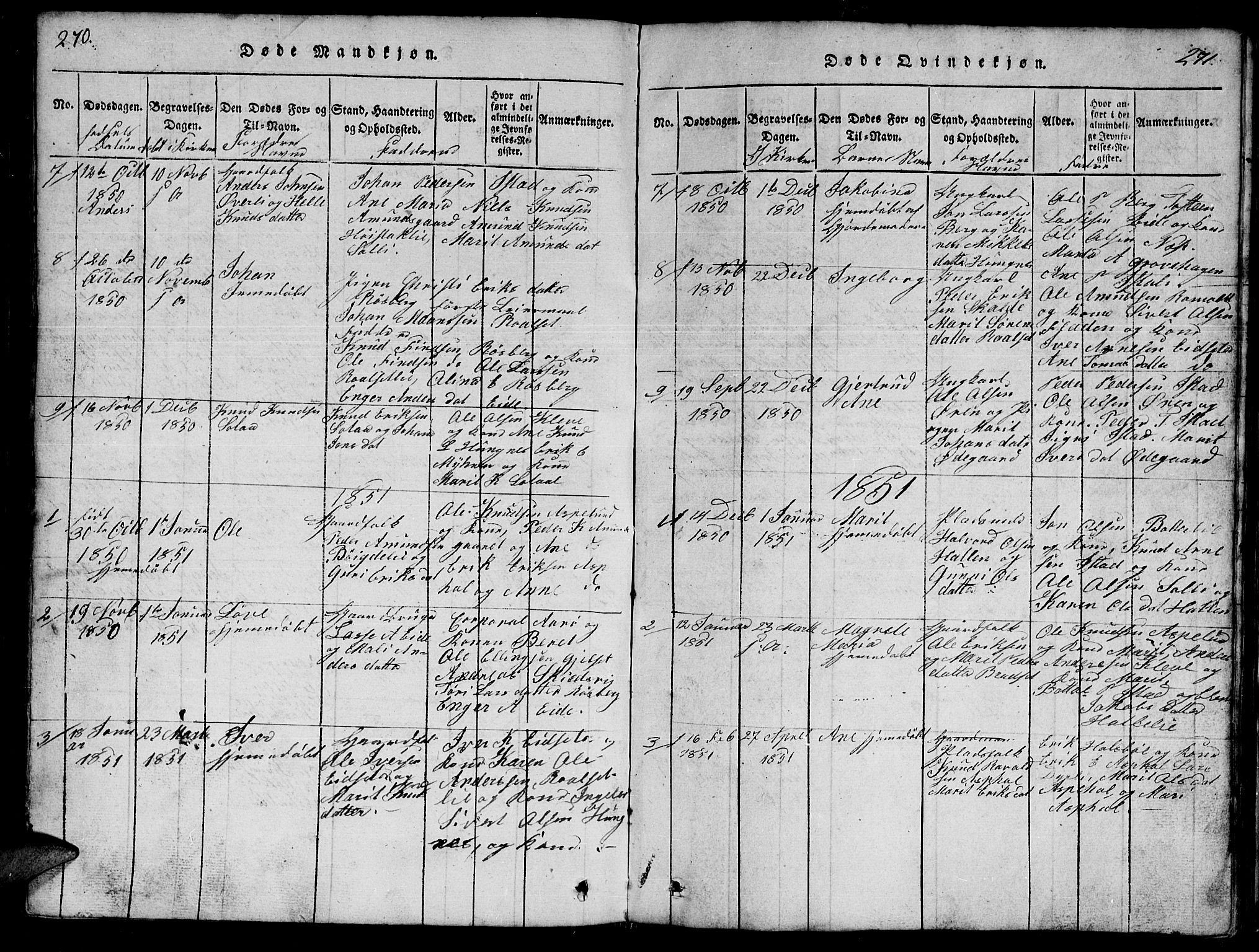 Ministerialprotokoller, klokkerbøker og fødselsregistre - Møre og Romsdal, AV/SAT-A-1454/557/L0683: Parish register (copy) no. 557C01, 1818-1862, p. 270-271