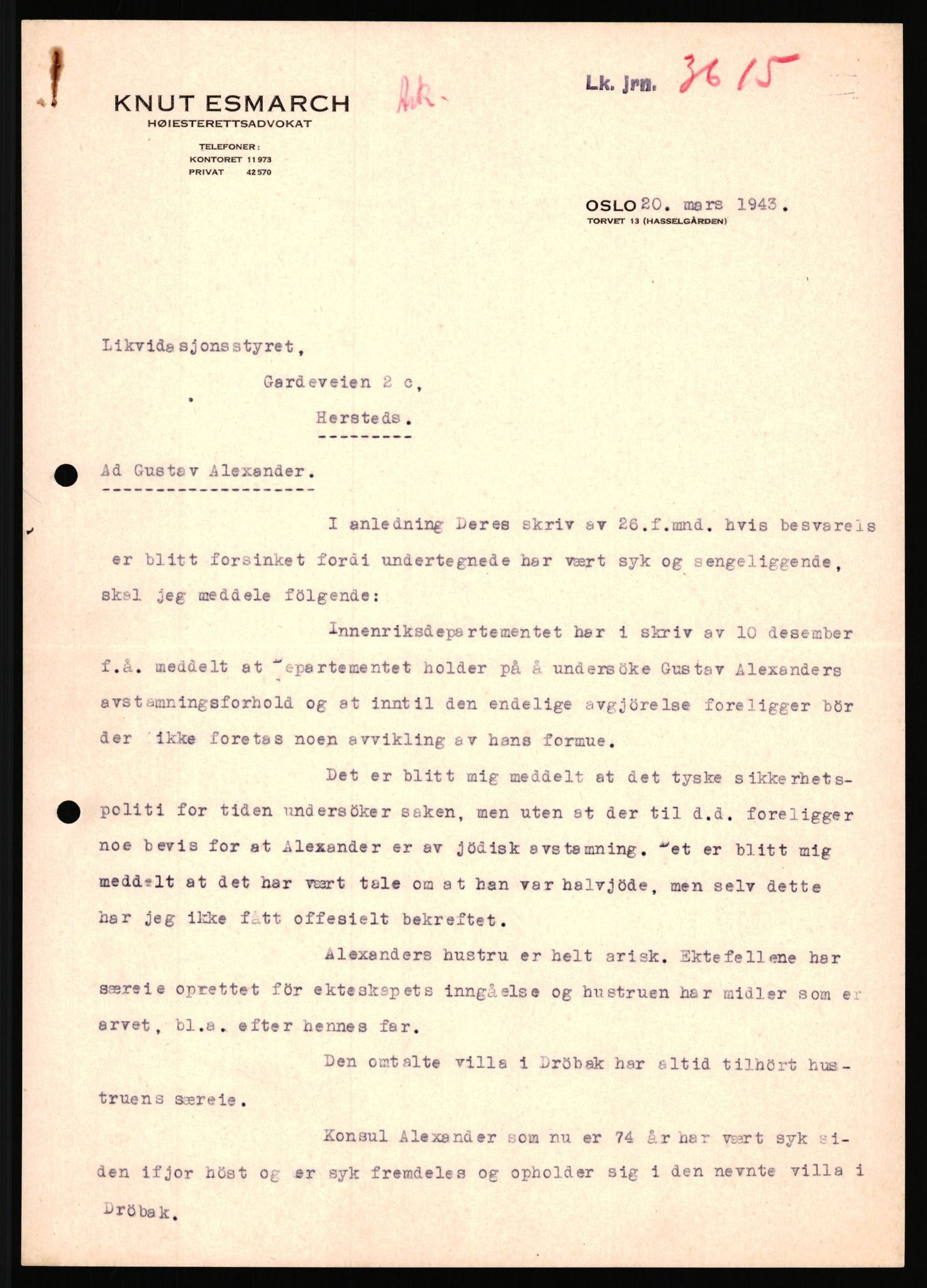 Justisdepartementet, Tilbakeføringskontoret for inndratte formuer, AV/RA-S-1564/H/Hc/Hcc/L0917: --, 1945-1947, p. 251