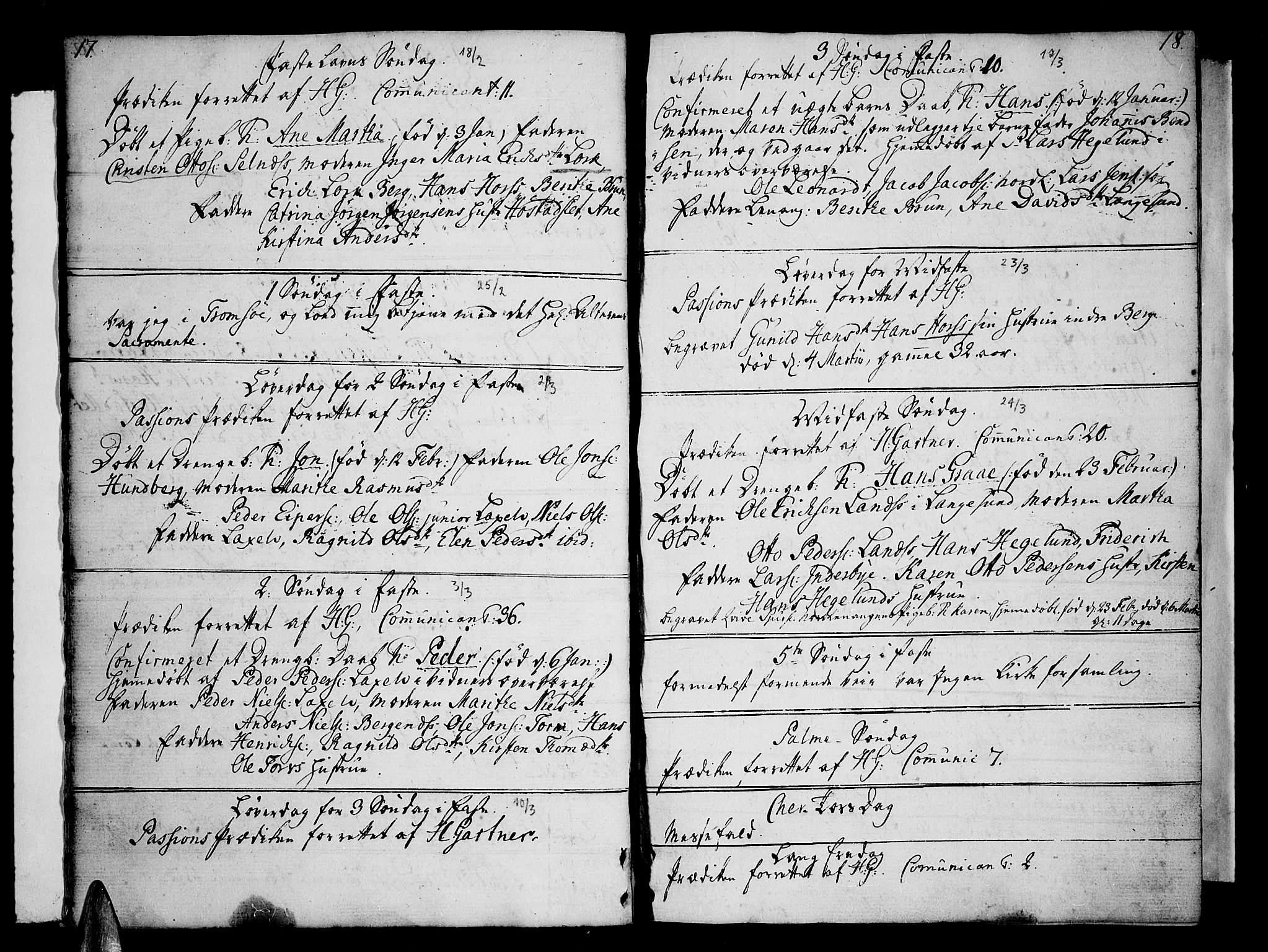Karlsøy sokneprestembete, SATØ/S-1299/H/Ha/Haa/L0001kirke: Parish register (official) no. 1, 1775-1823, p. 17-18