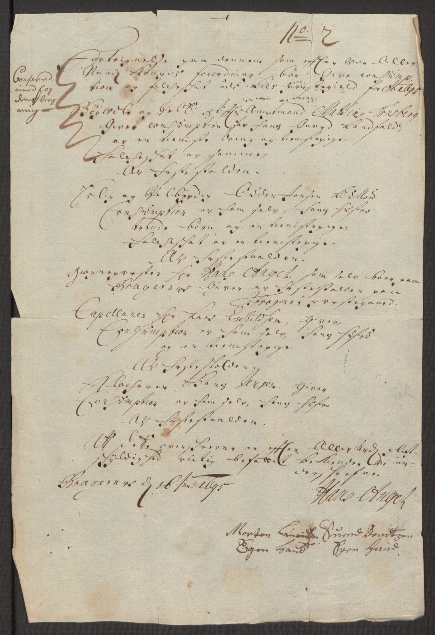 Rentekammeret inntil 1814, Reviderte regnskaper, Fogderegnskap, AV/RA-EA-4092/R30/L1694: Fogderegnskap Hurum, Røyken, Eiker og Lier, 1694-1696, p. 290