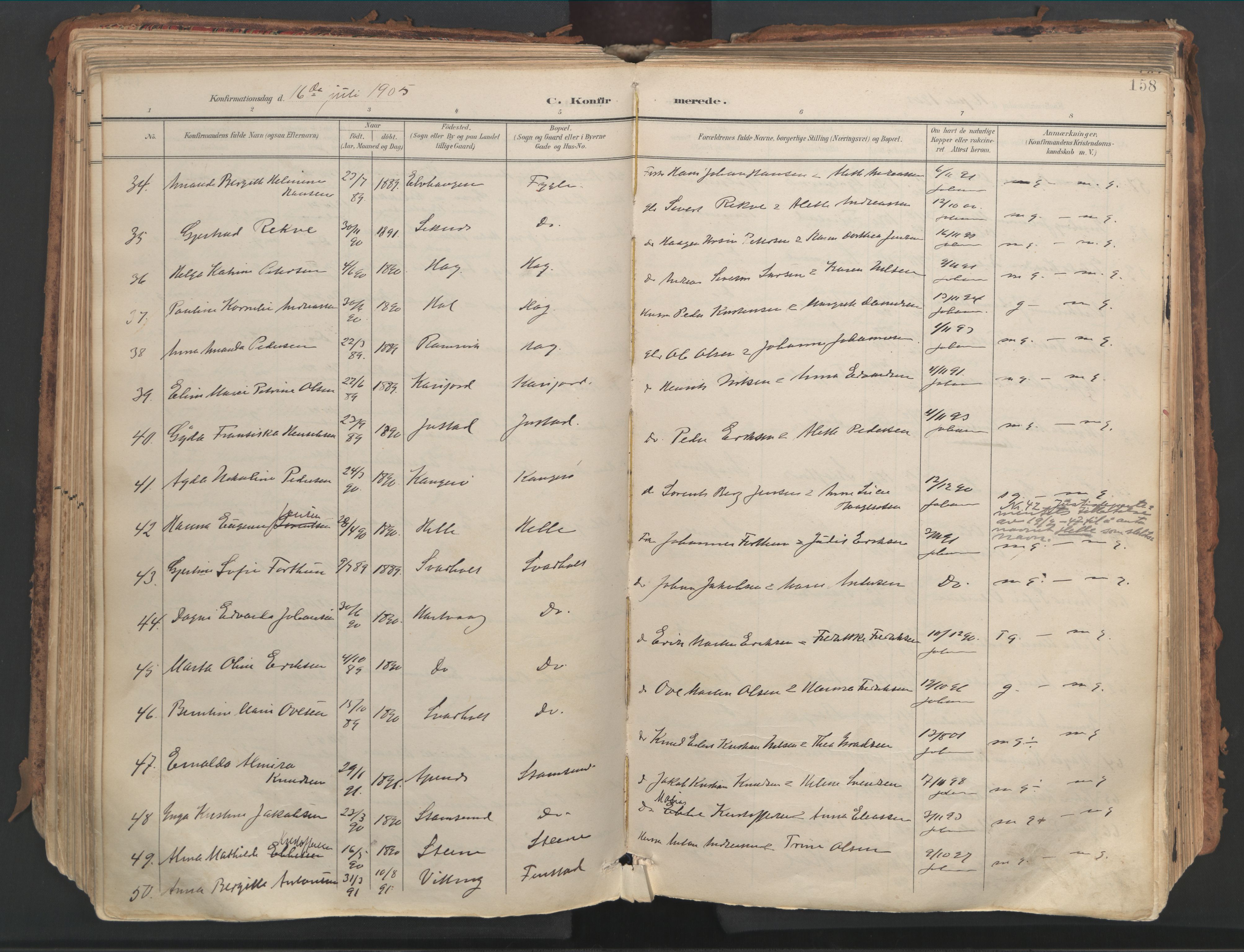 Ministerialprotokoller, klokkerbøker og fødselsregistre - Nordland, AV/SAT-A-1459/882/L1180: Parish register (official) no. 882A02, 1897-1913, p. 158