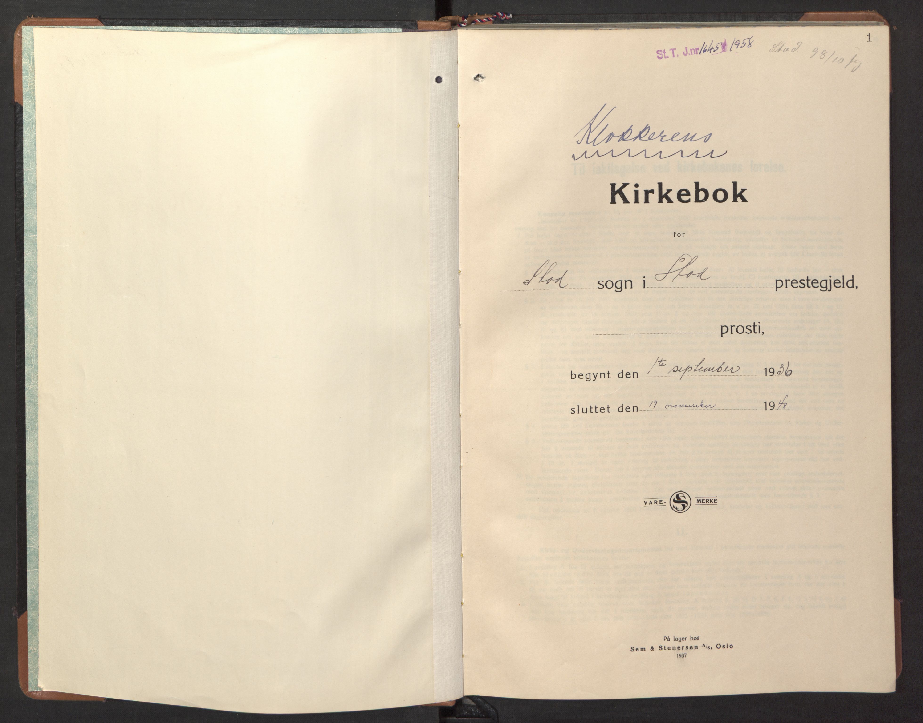 Ministerialprotokoller, klokkerbøker og fødselsregistre - Nord-Trøndelag, SAT/A-1458/746/L0456: Parish register (copy) no. 746C02, 1936-1948, p. 1