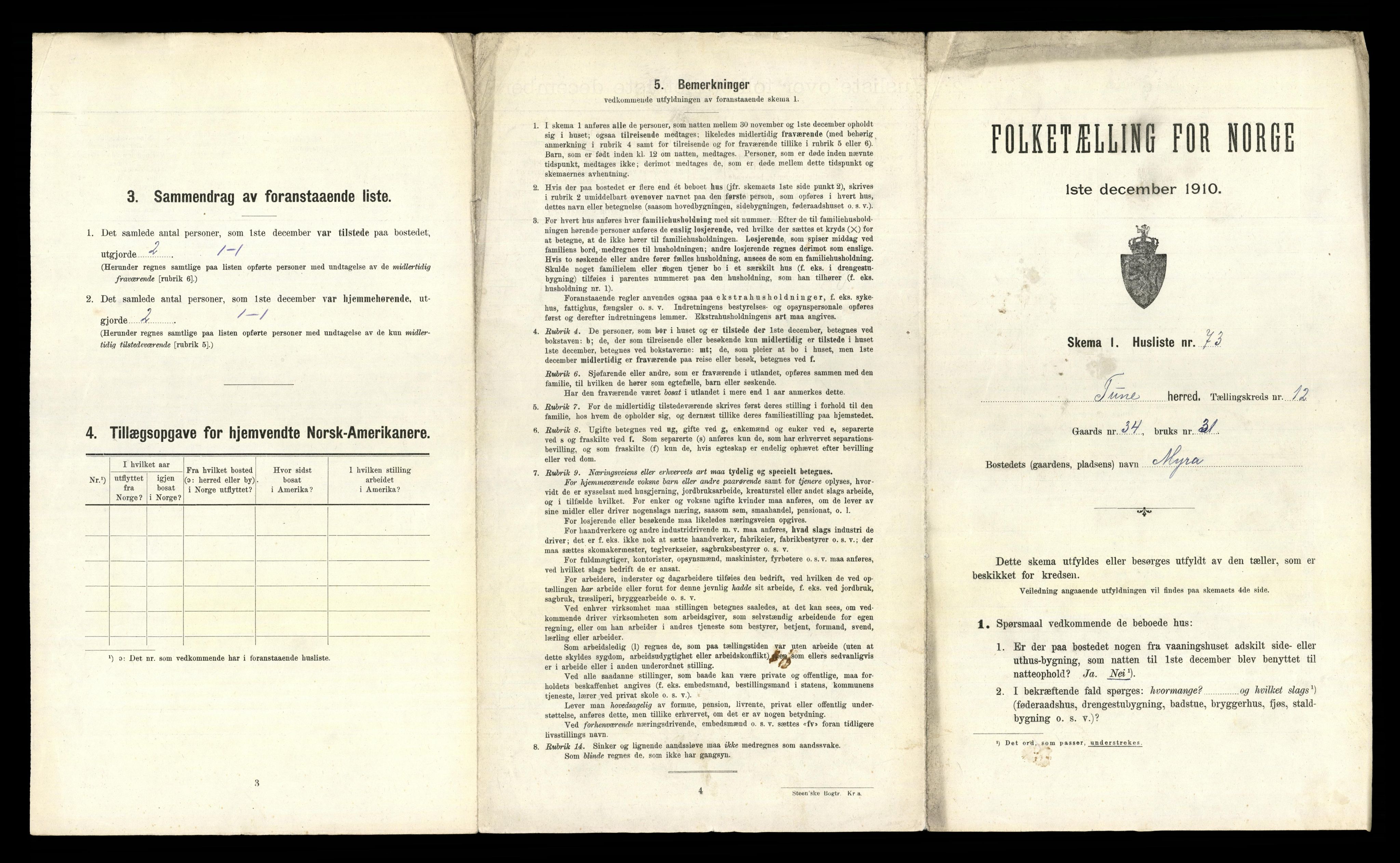 RA, 1910 census for Tune, 1910, p. 2506