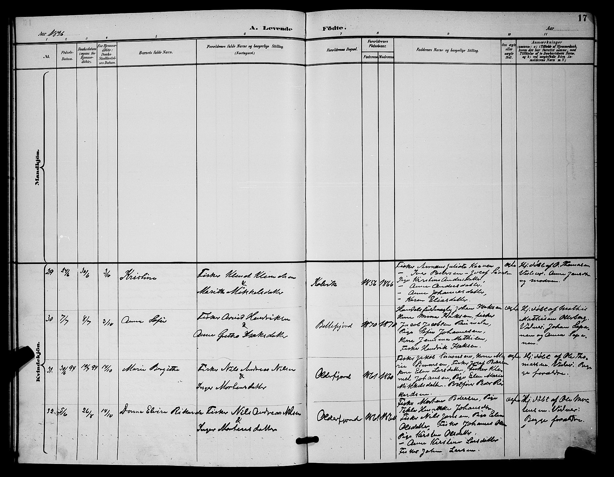 Kistrand/Porsanger sokneprestembete, AV/SATØ-S-1351/H/Hb/L0005.klokk: Parish register (copy) no. 5, 1895-1904, p. 17