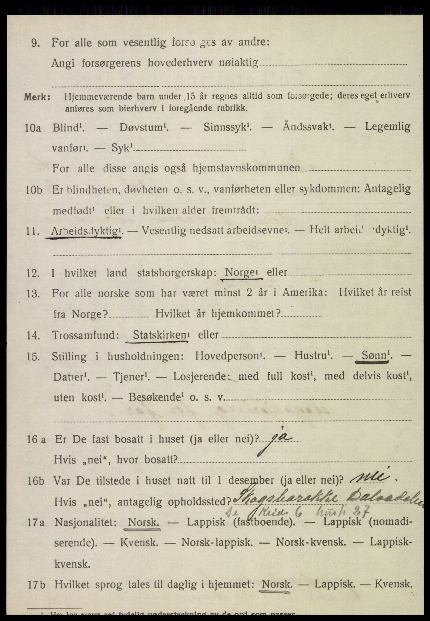 SAT, 1920 census for Meråker, 1920, p. 3373