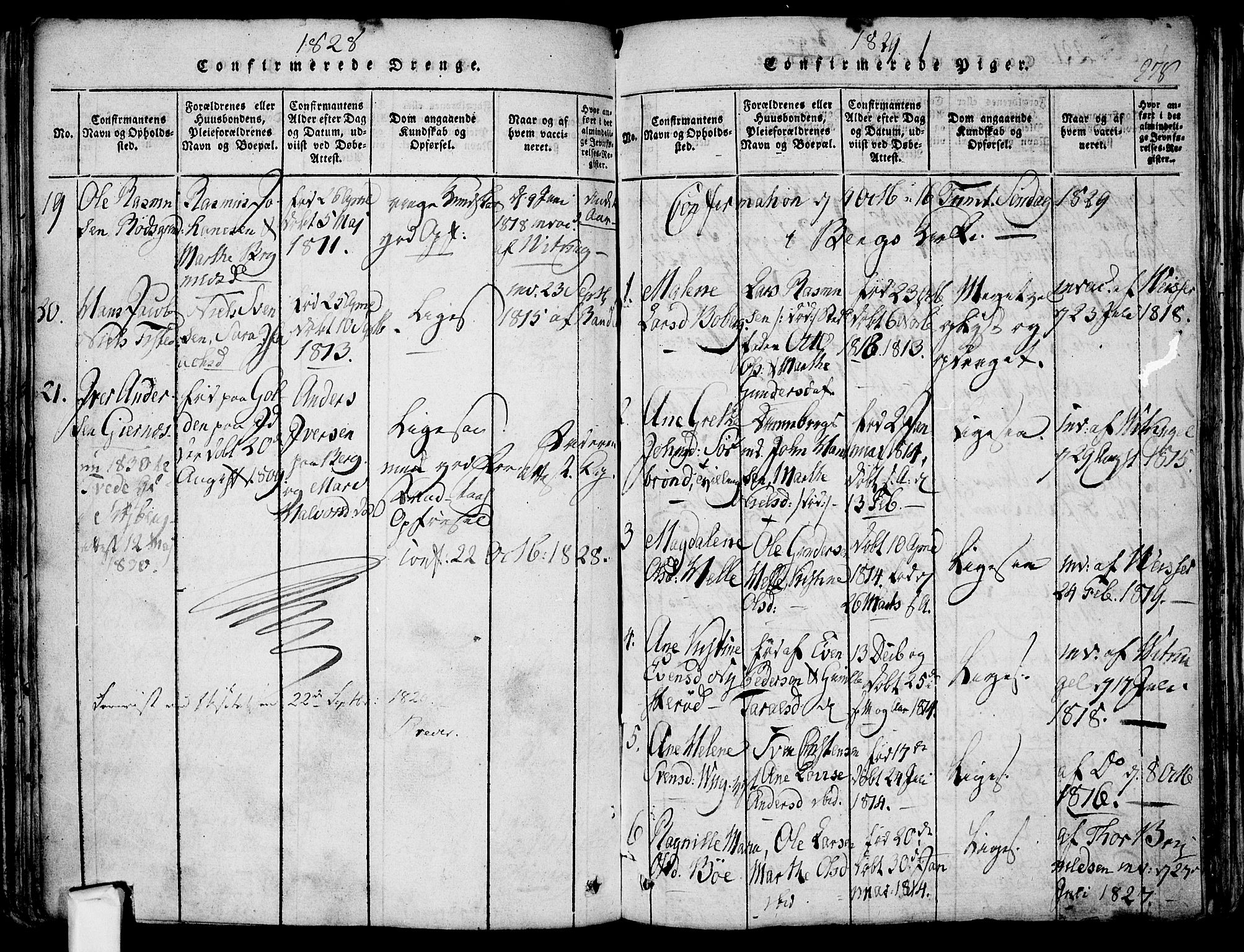 Berg prestekontor Kirkebøker, SAO/A-10902/F/Fa/L0002: Parish register (official) no. I 2, 1815-1831, p. 278