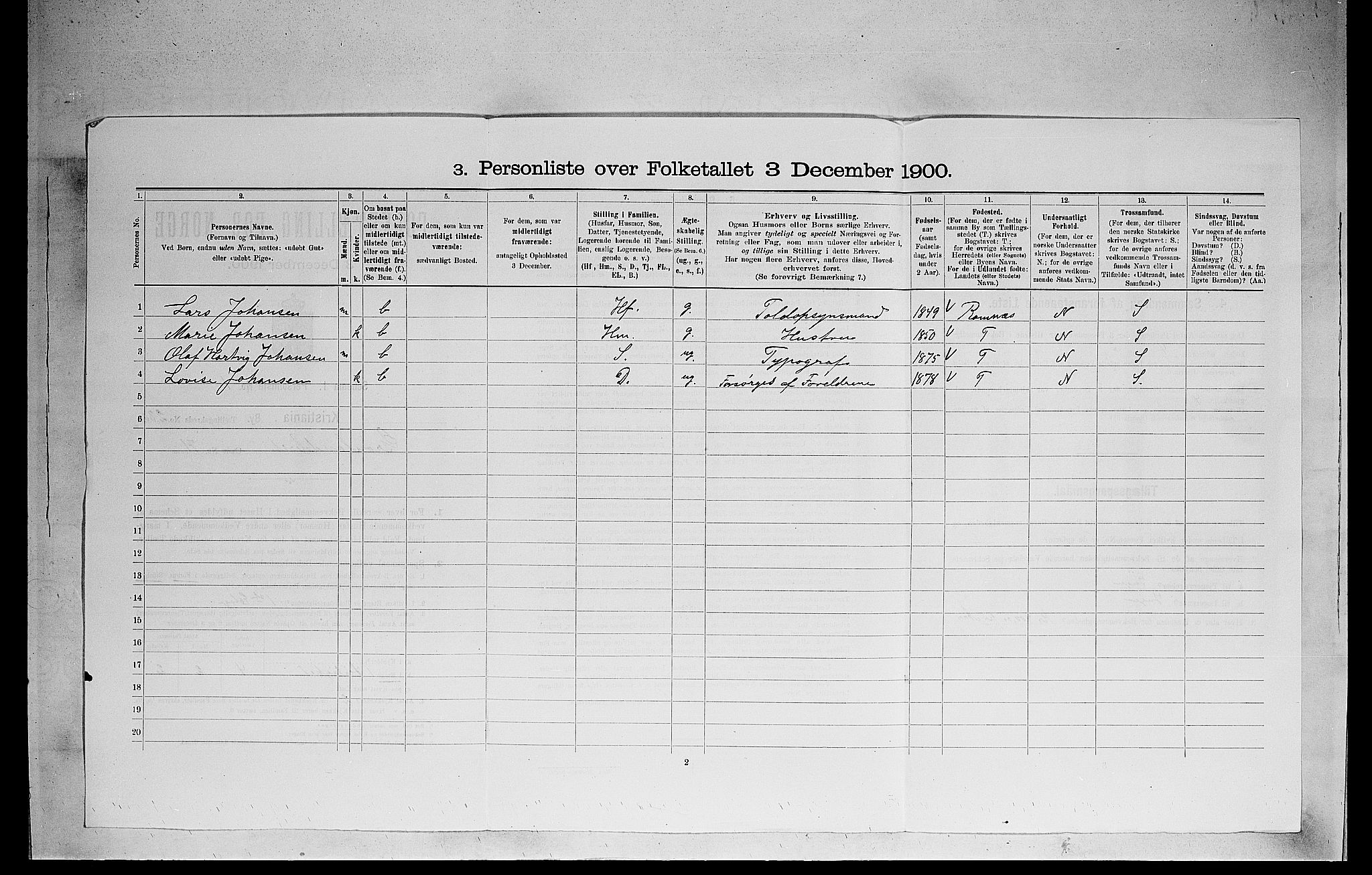 SAO, 1900 census for Kristiania, 1900, p. 30526