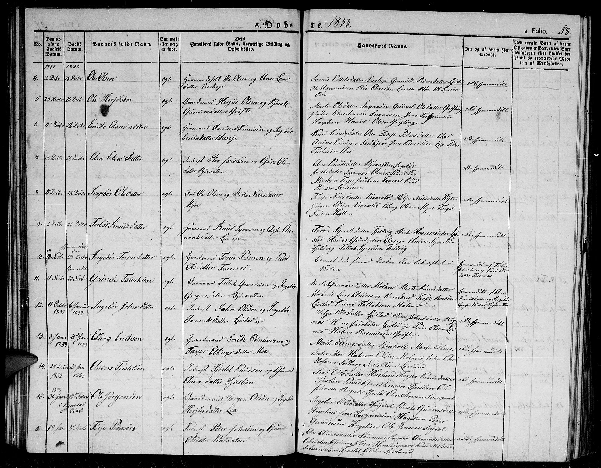 Gjerstad sokneprestkontor, AV/SAK-1111-0014/F/Fa/Fab/L0001: Parish register (official) no. A 1, 1820-1835, p. 58