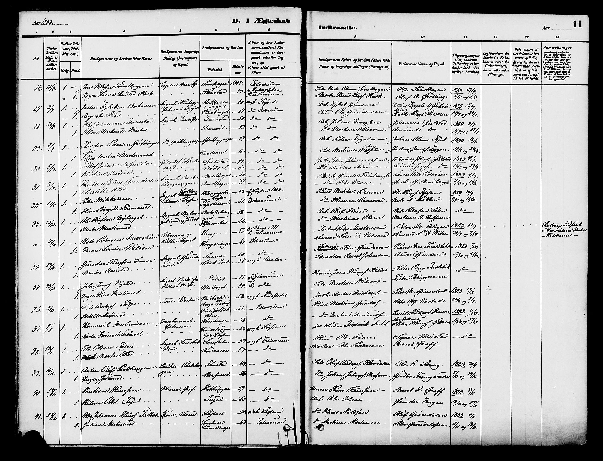 Elverum prestekontor, AV/SAH-PREST-044/H/Ha/Haa/L0012: Parish register (official) no. 12, 1880-1893, p. 11