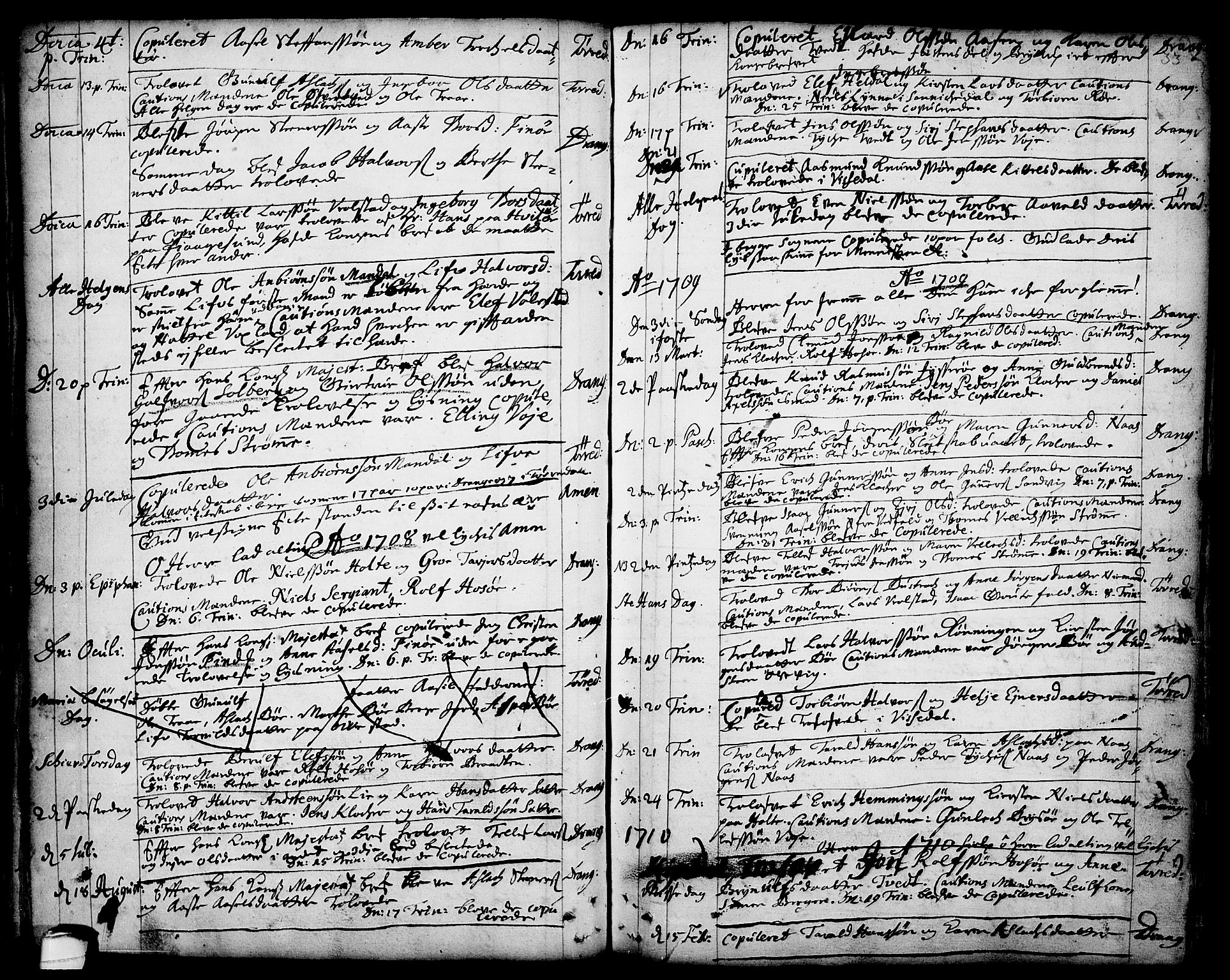 Drangedal kirkebøker, SAKO/A-258/F/Fa/L0001: Parish register (official) no. 1, 1697-1767, p. 33