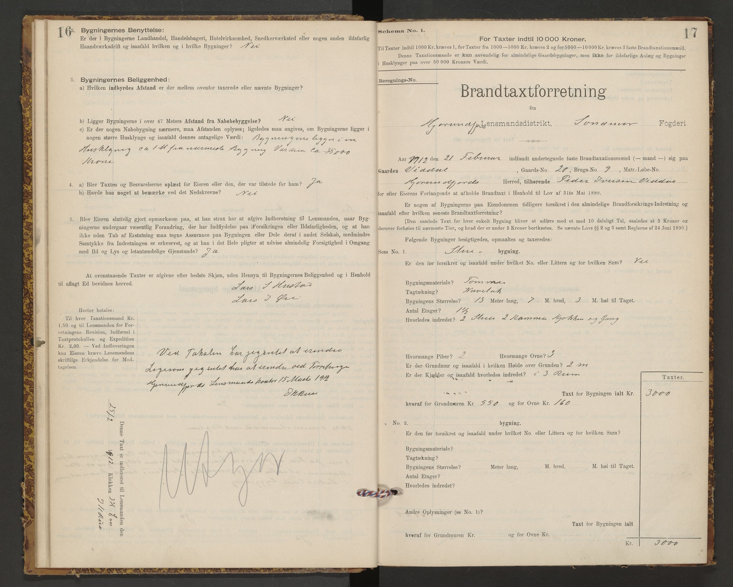 Norges Brannkasse Hjørundfjord, AV/SAT-A-5490/F/Fb/L0001: Branntakstprotokoll, 1911-1949, p. 16-17