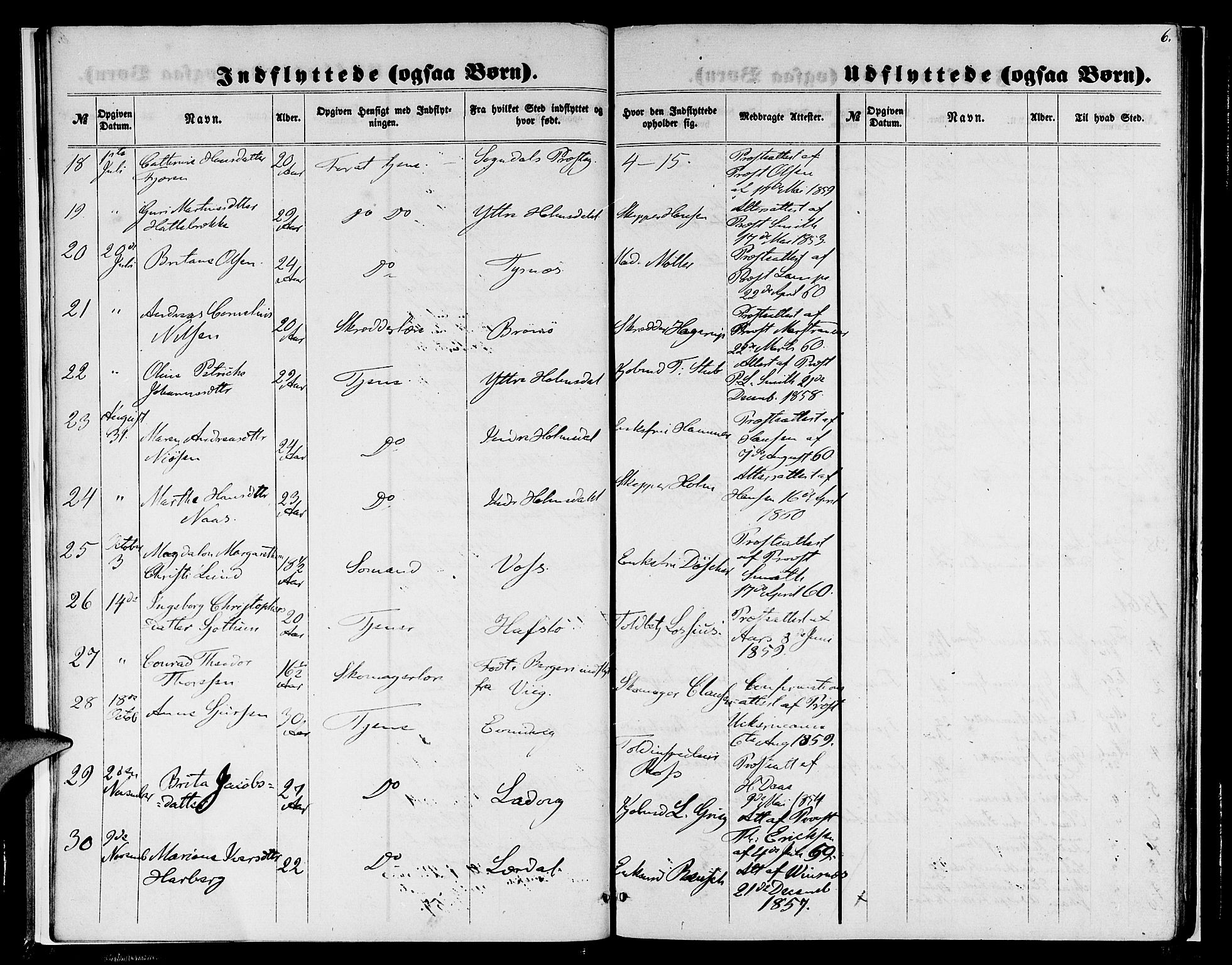 Nykirken Sokneprestembete, SAB/A-77101/H/Hab: Parish register (copy) no. F 2, 1859-1886, p. 6