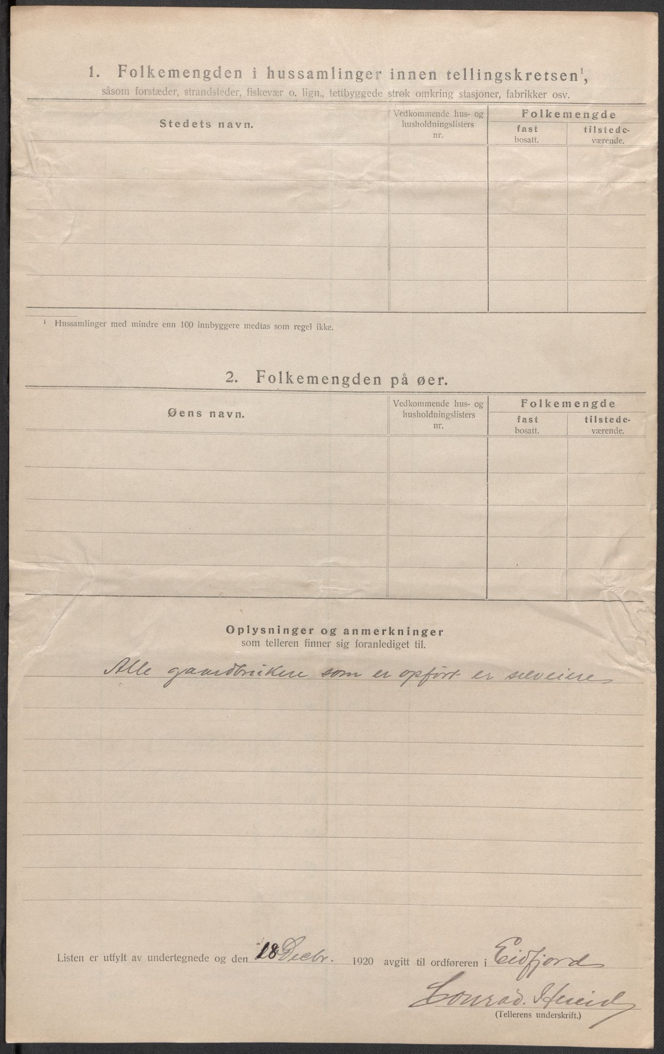 SAB, 1920 census for Eidfjord, 1920, p. 13