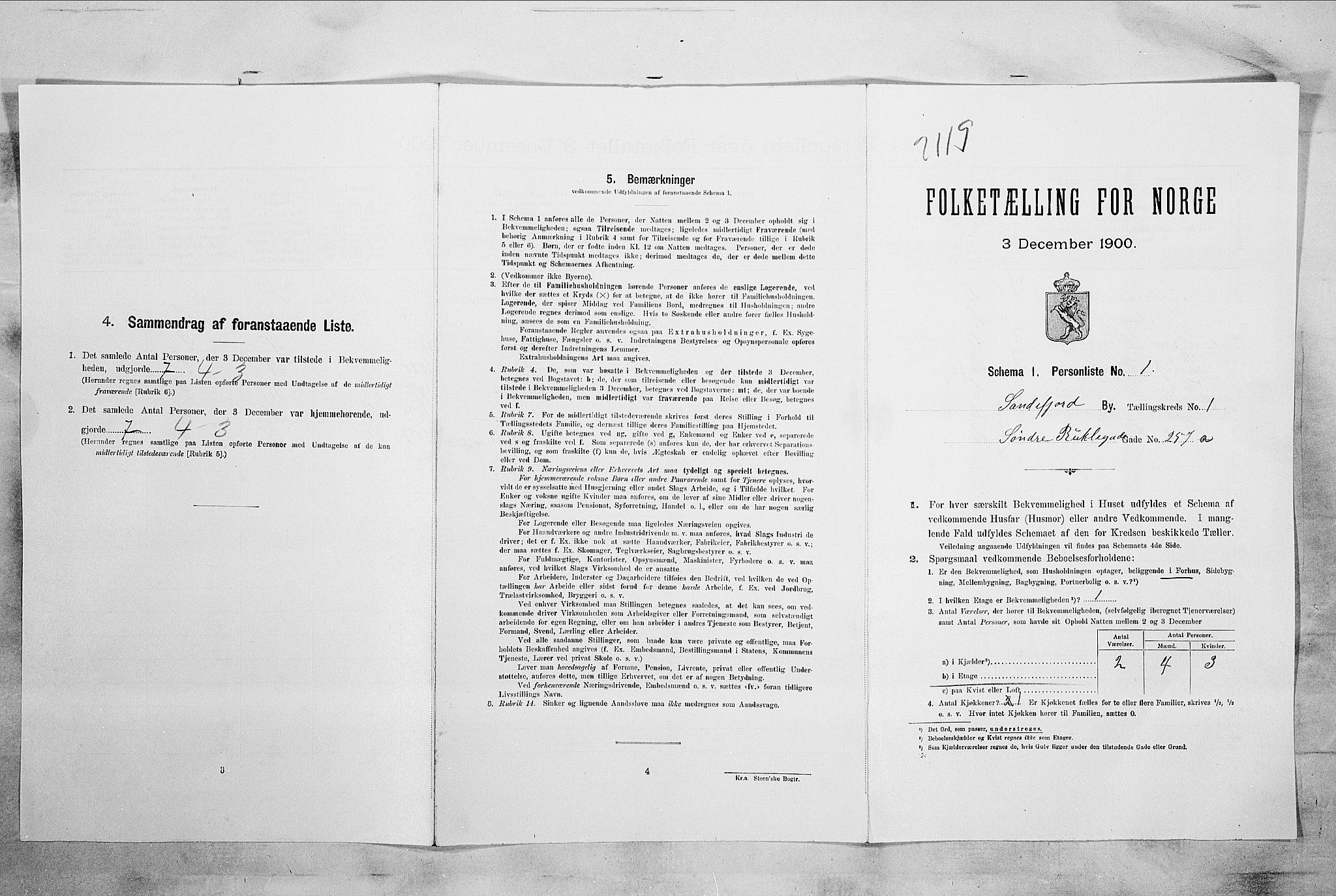 RA, 1900 census for Sandefjord, 1900, p. 174