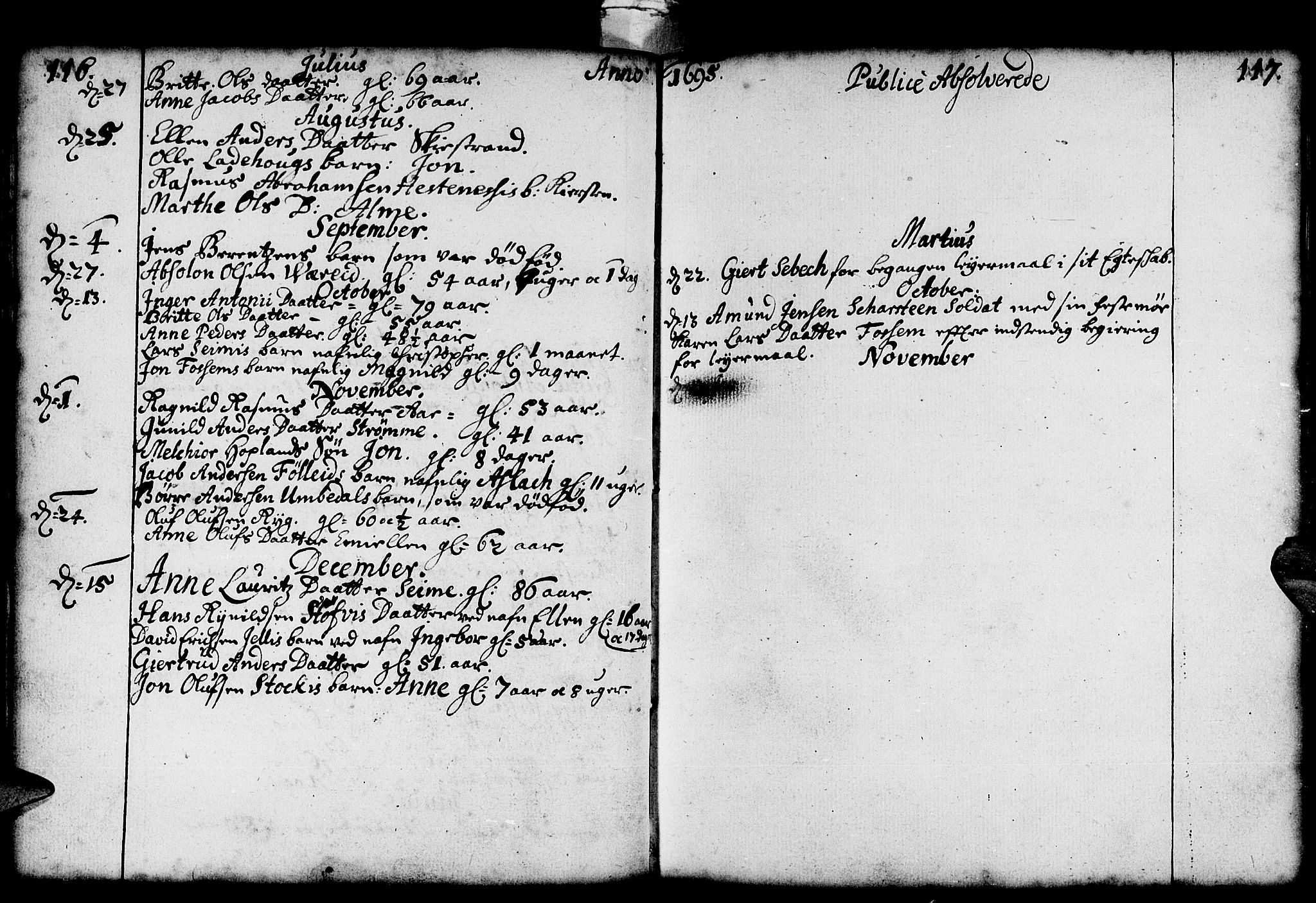 Gloppen sokneprestembete, SAB/A-80101/H/Haa/Haaa/L0001: Parish register (official) no. A 1, 1686-1711, p. 116-117