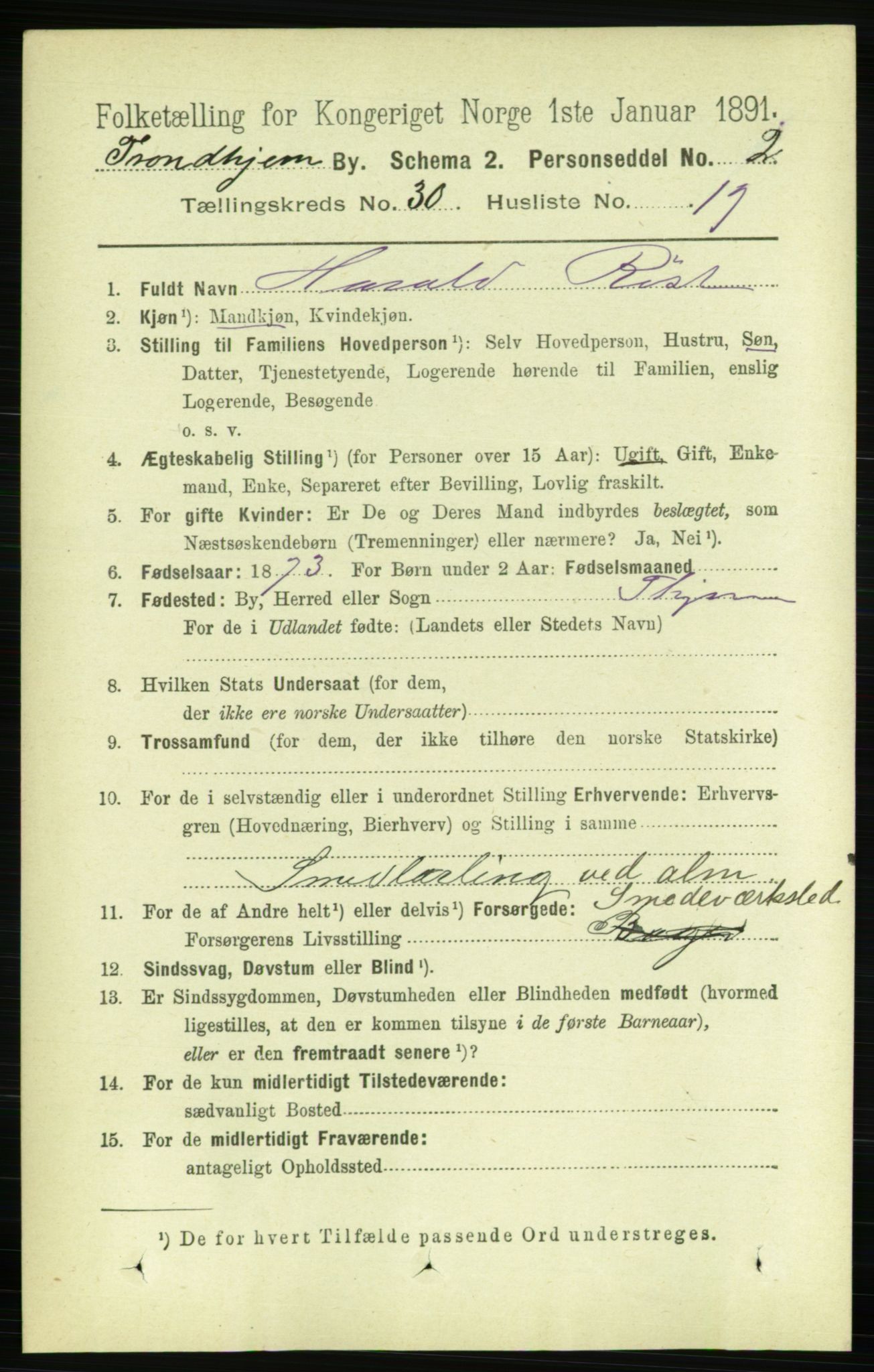 RA, 1891 census for 1601 Trondheim, 1891, p. 22576