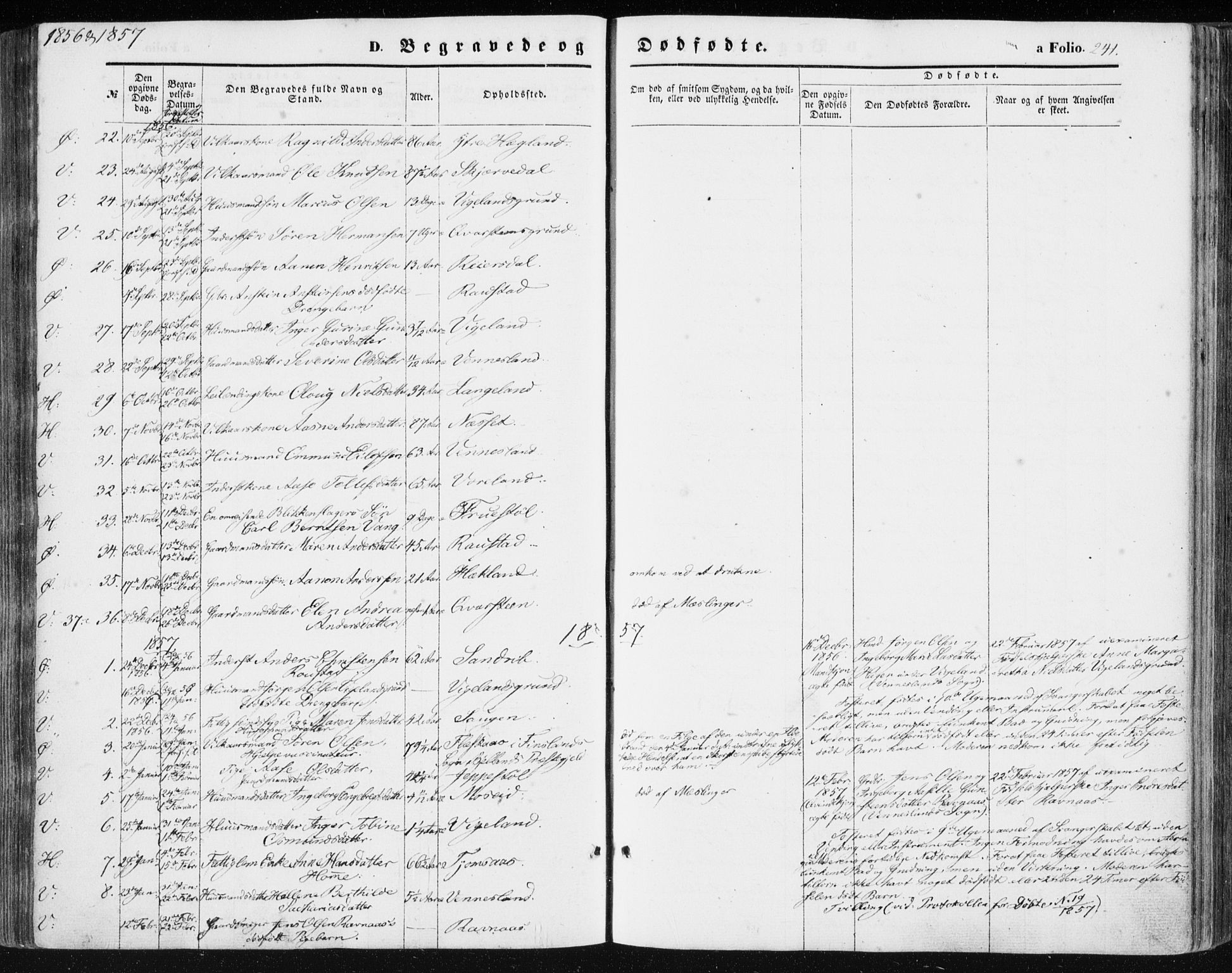 Vennesla sokneprestkontor, AV/SAK-1111-0045/Fa/Fac/L0007: Parish register (official) no. A 7, 1855-1873, p. 241