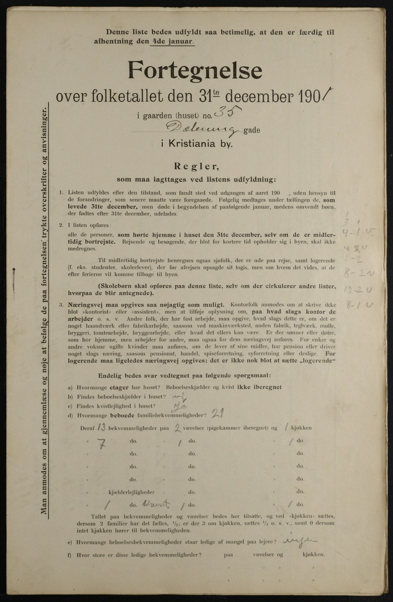 OBA, Municipal Census 1901 for Kristiania, 1901, p. 2876