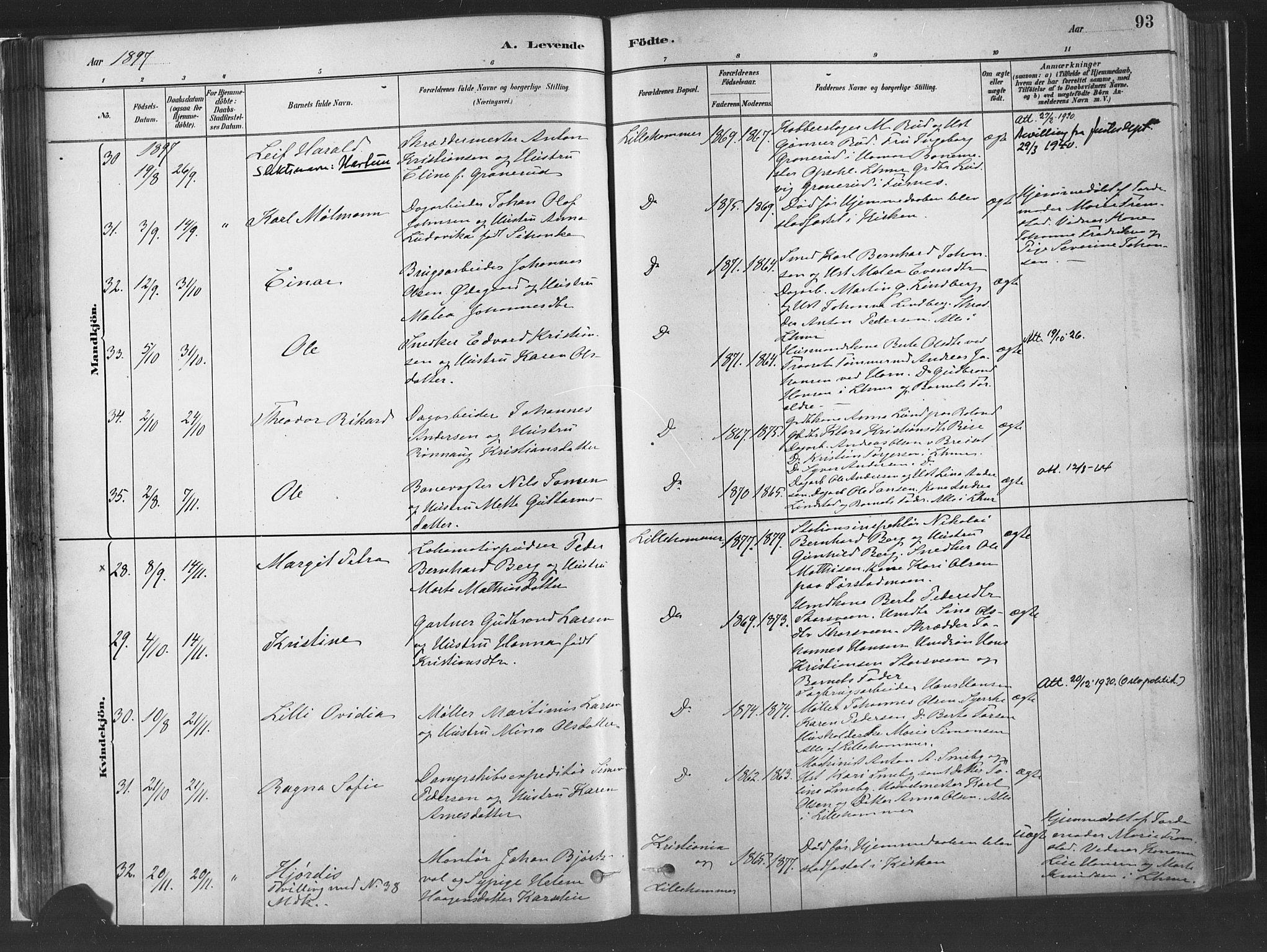 Fåberg prestekontor, SAH/PREST-086/H/Ha/Haa/L0010: Parish register (official) no. 10, 1879-1900, p. 93
