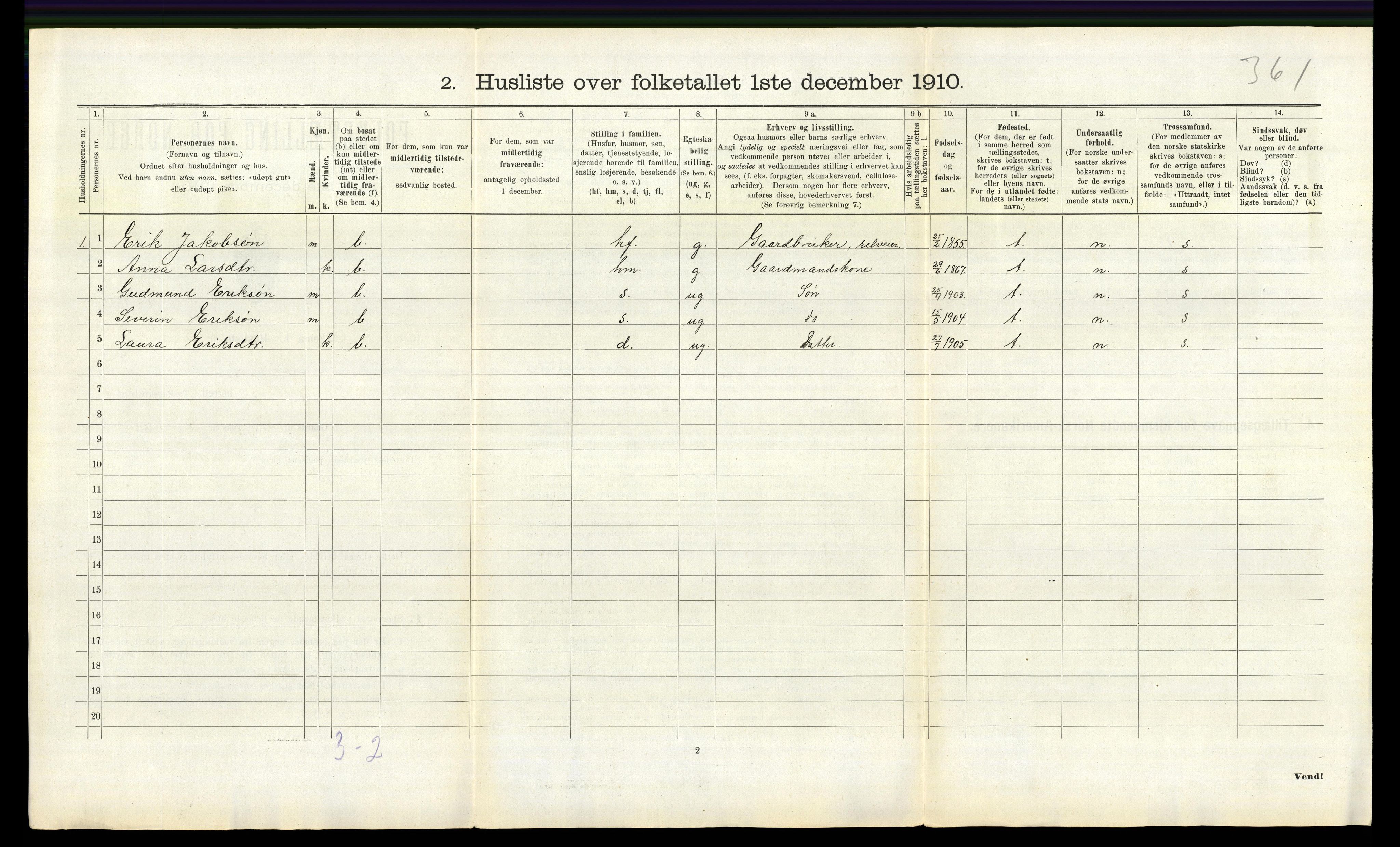 RA, 1910 census for Fjelberg, 1910, p. 554