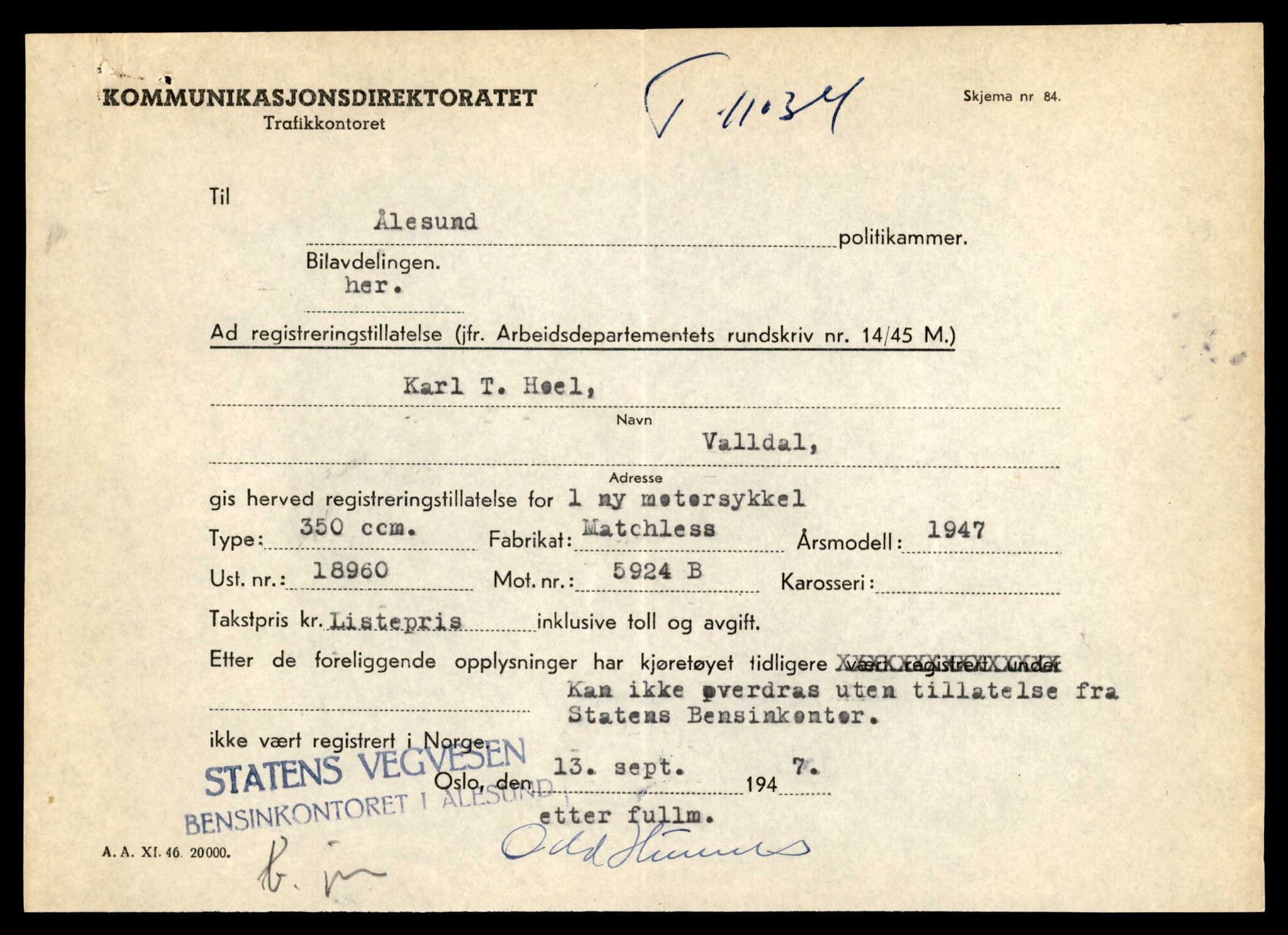 Møre og Romsdal vegkontor - Ålesund trafikkstasjon, AV/SAT-A-4099/F/Fe/L0025: Registreringskort for kjøretøy T 10931 - T 11045, 1927-1998, p. 2786