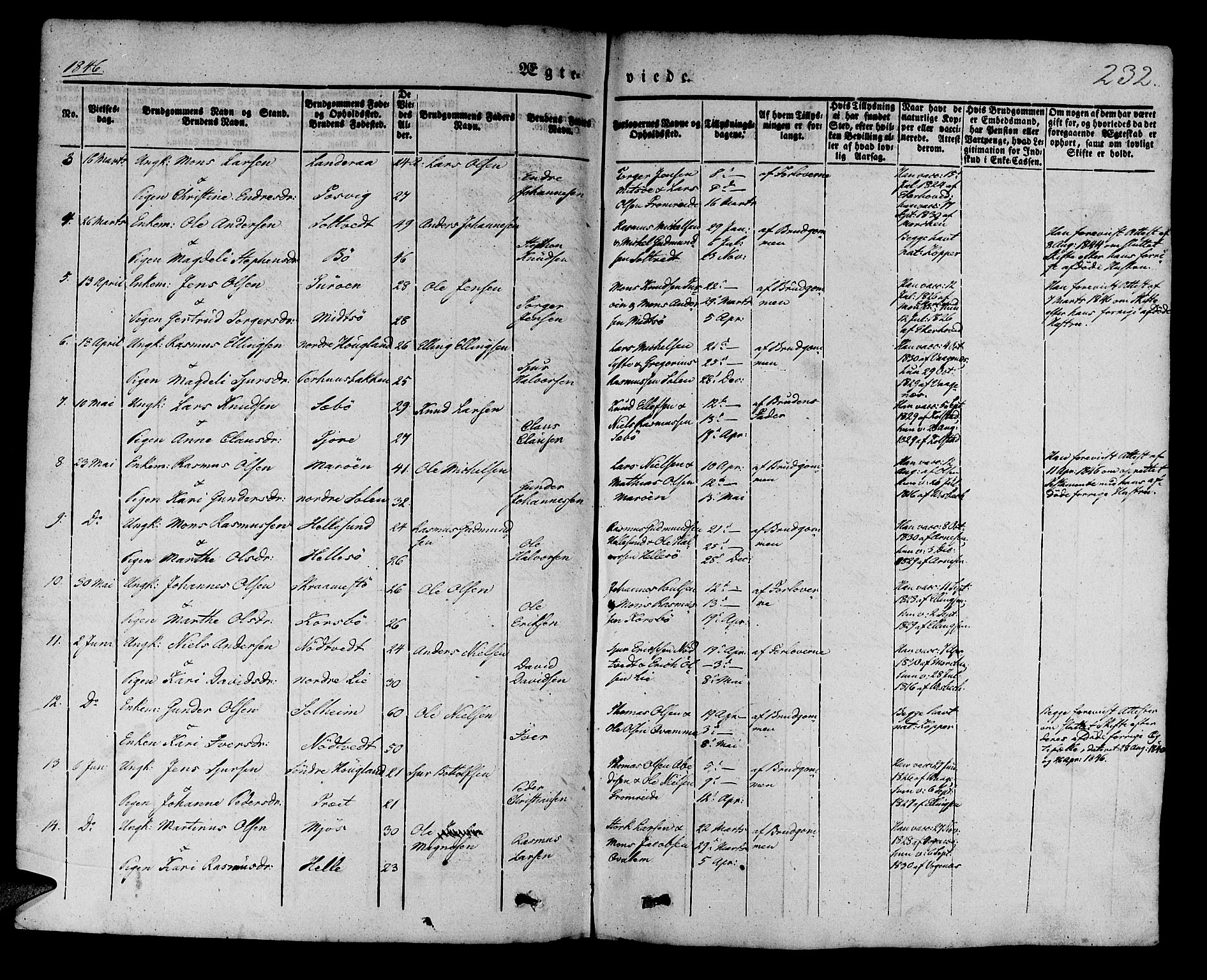 Manger sokneprestembete, AV/SAB-A-76801/H/Haa: Parish register (official) no. A 5, 1839-1848, p. 232