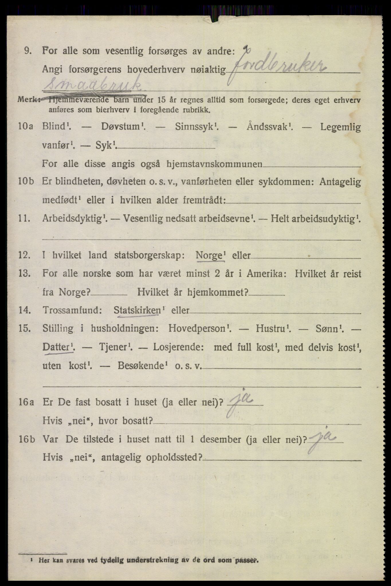 SAH, 1920 census for Ringebu, 1920, p. 10880