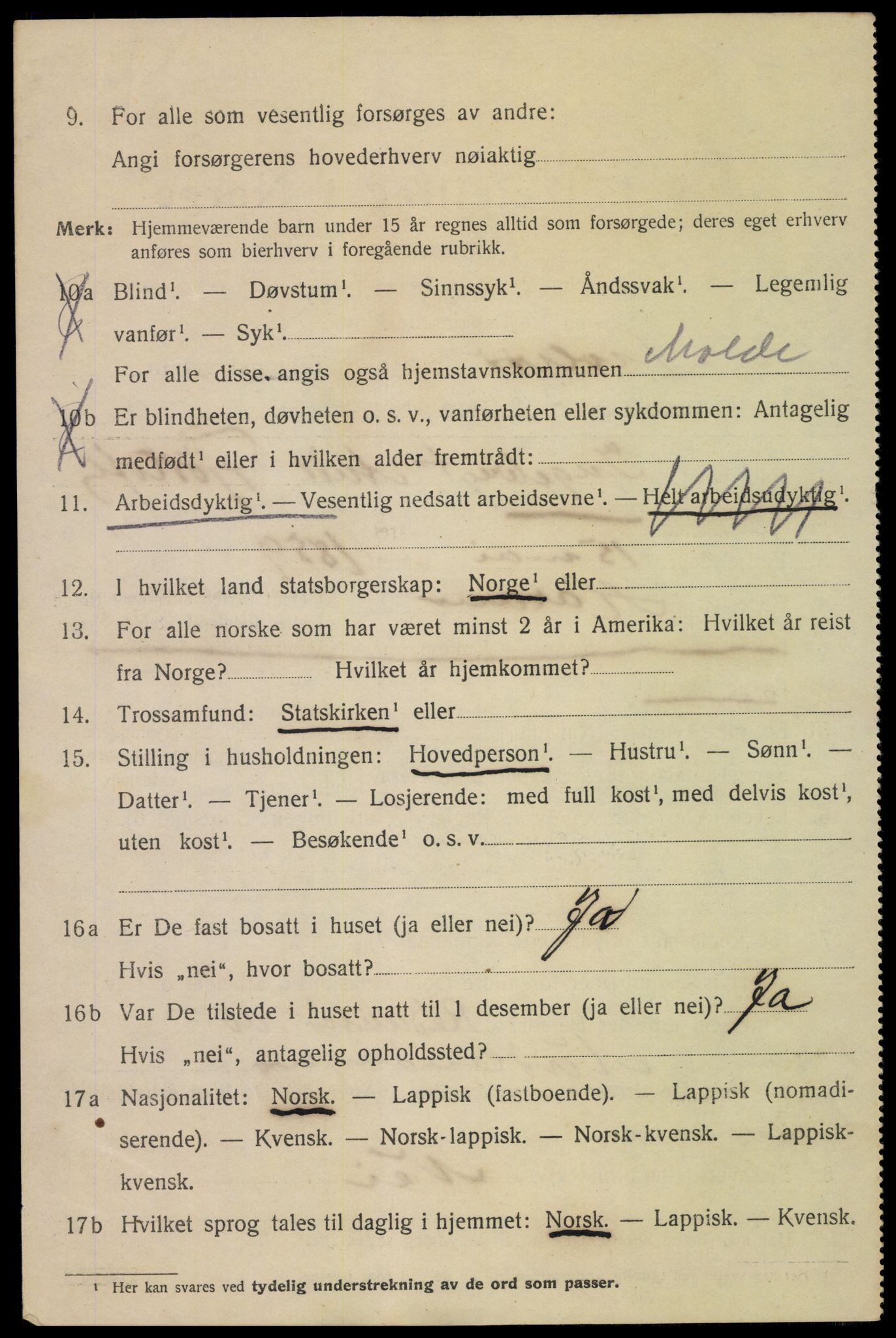 SAT, 1920 census for Svolvær, 1920, p. 3149