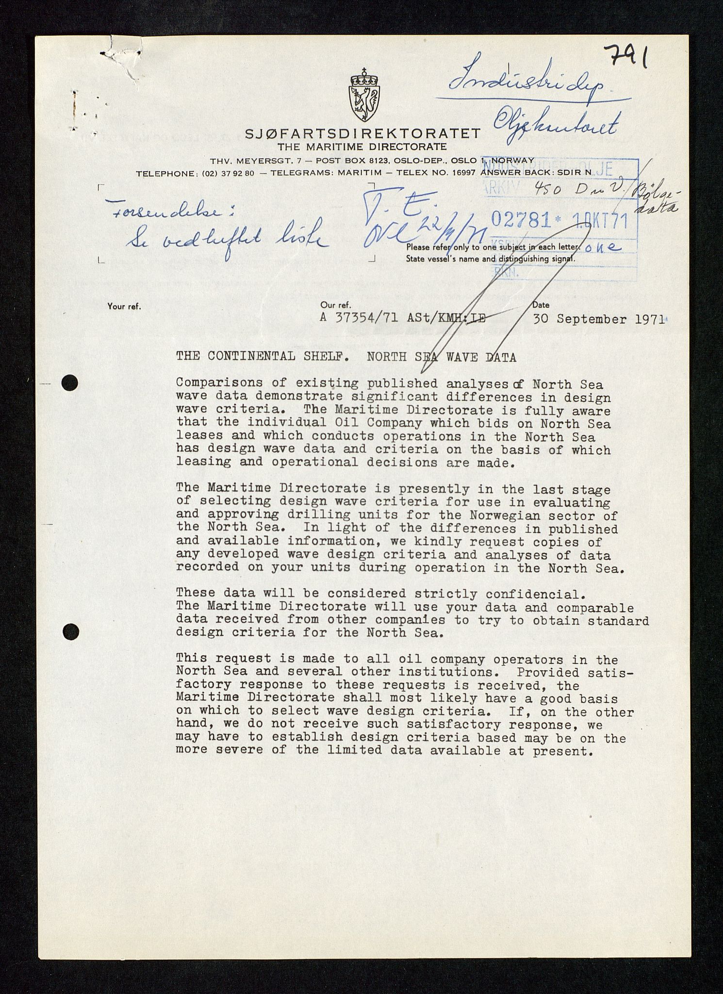 Industridepartementet, Oljekontoret, AV/SAST-A-101348/Db/L0004: Simulering, havmiljø og dykking, 1966-1973, p. 7