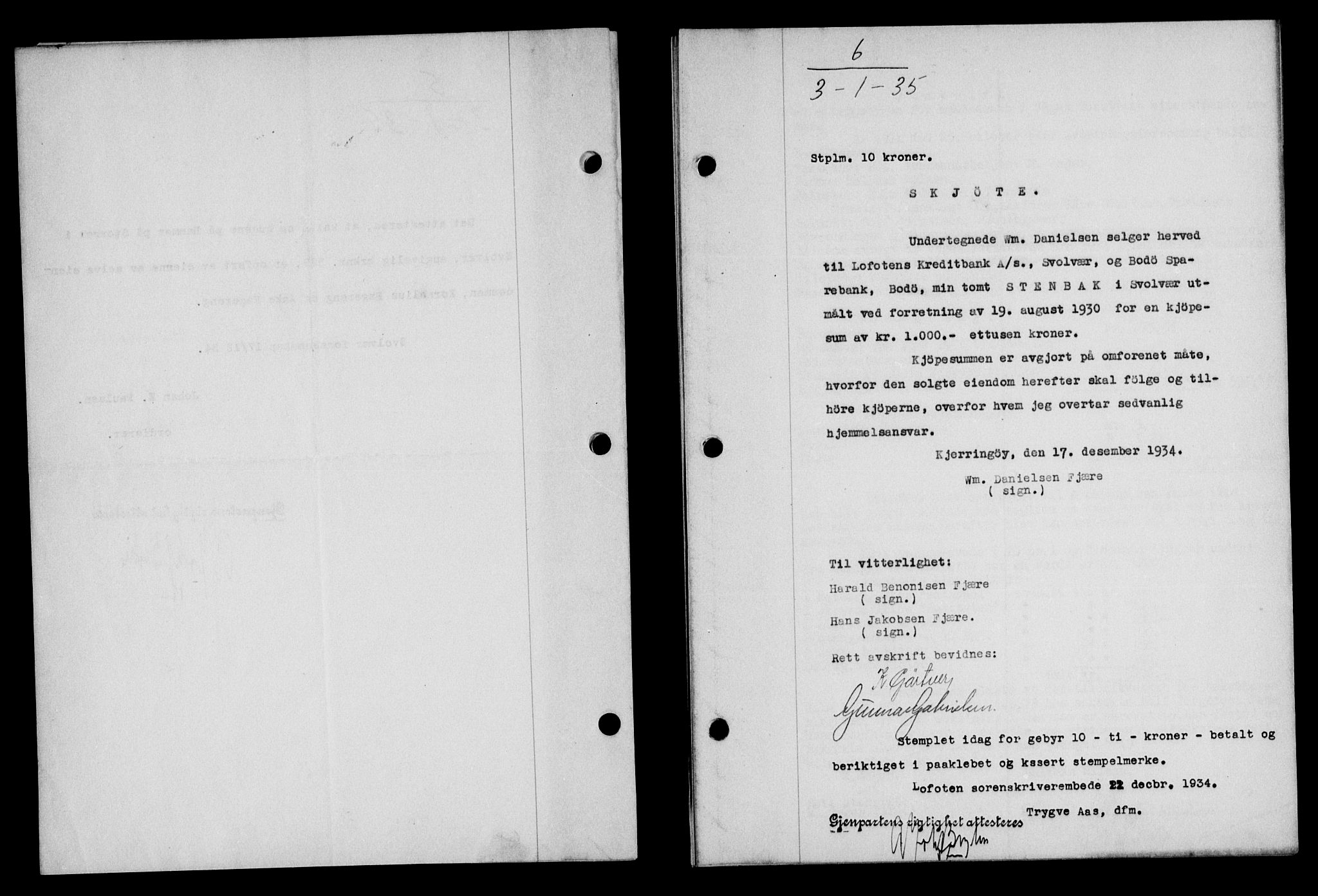 Lofoten sorenskriveri, SAT/A-0017/1/2/2C/L0031b: Mortgage book no. 31b, 1935-1935, Deed date: 03.01.1935