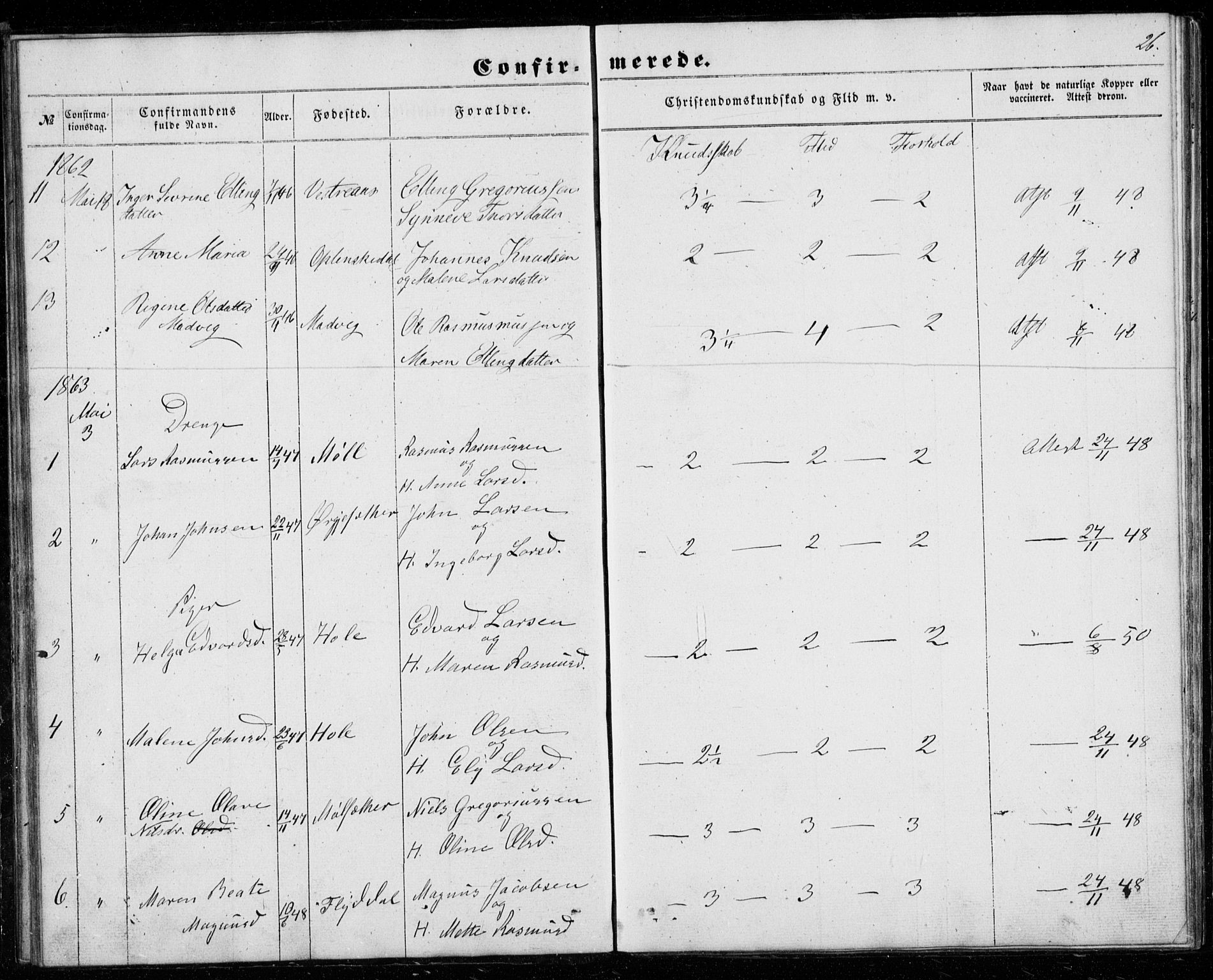 Ministerialprotokoller, klokkerbøker og fødselsregistre - Møre og Romsdal, SAT/A-1454/518/L0234: Parish register (copy) no. 518C01, 1854-1884, p. 26