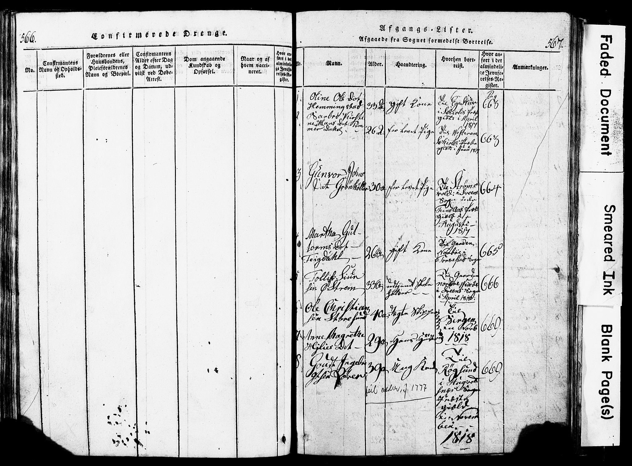 Torvastad sokneprestkontor, SAST/A -101857/H/Ha/Hab/L0002: Parish register (copy) no. B 2, 1817-1834, p. 566-567