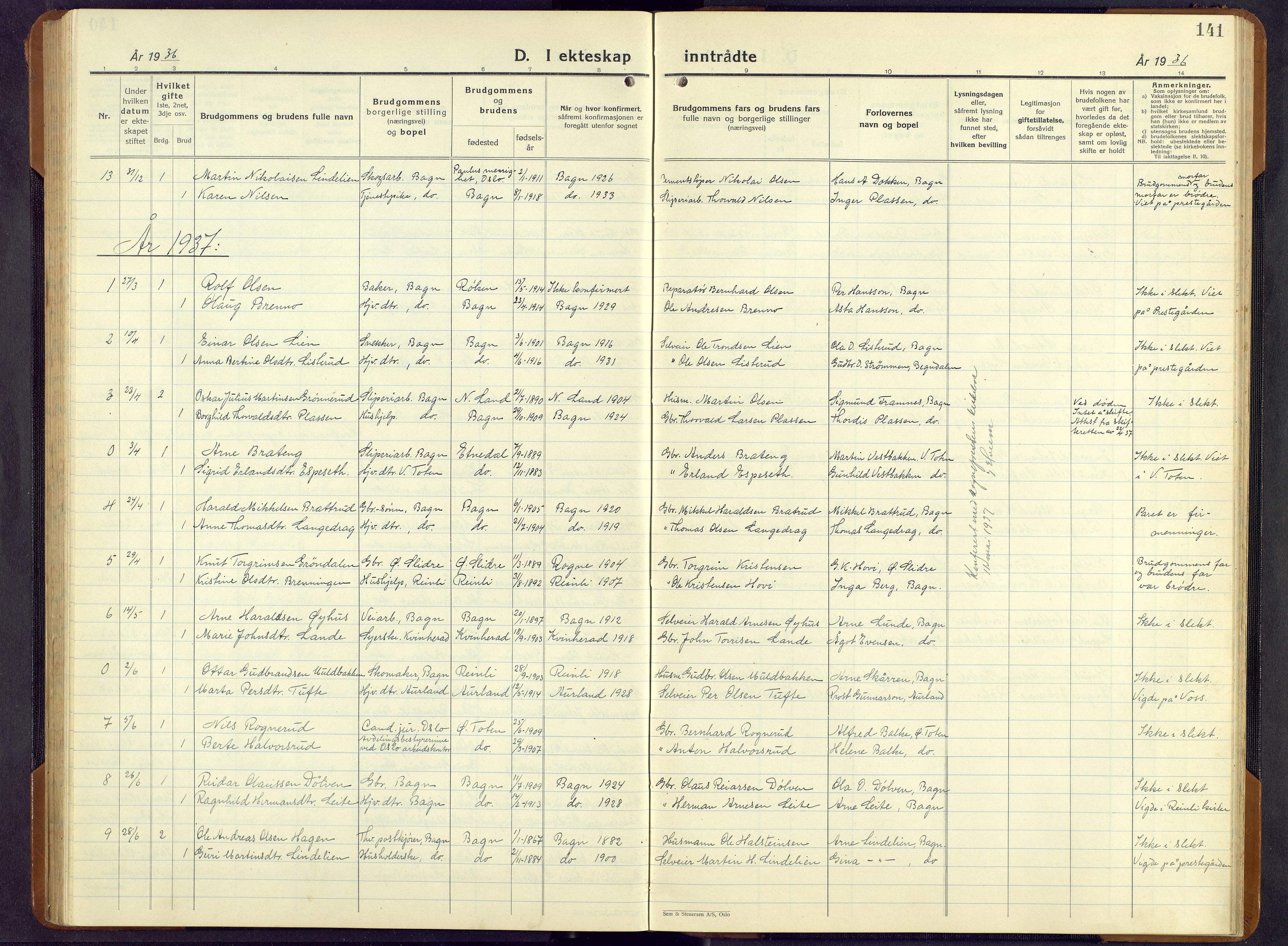 Sør-Aurdal prestekontor, AV/SAH-PREST-128/H/Ha/Hab/L0011: Parish register (copy) no. 11, 1922-1950, p. 141