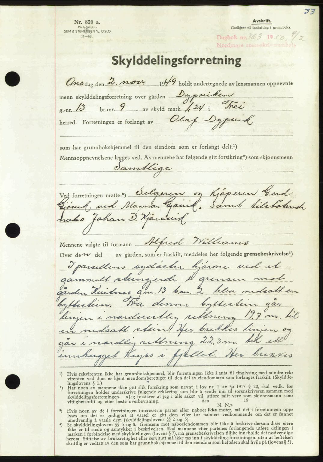 Nordmøre sorenskriveri, AV/SAT-A-4132/1/2/2Ca: Mortgage book no. A114, 1950-1950, Diary no: : 363/1950