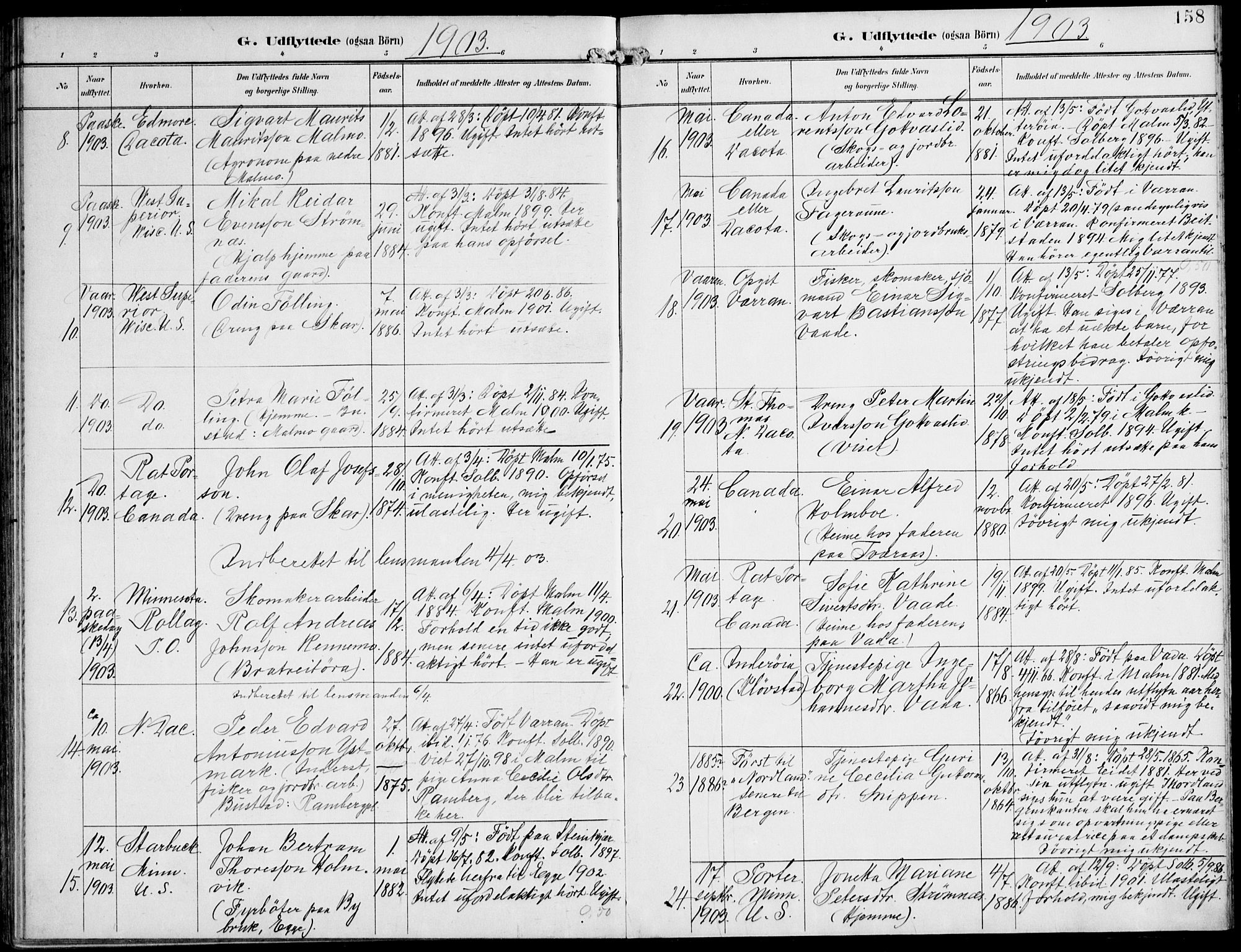 Ministerialprotokoller, klokkerbøker og fødselsregistre - Nord-Trøndelag, SAT/A-1458/745/L0430: Parish register (official) no. 745A02, 1895-1913, p. 158