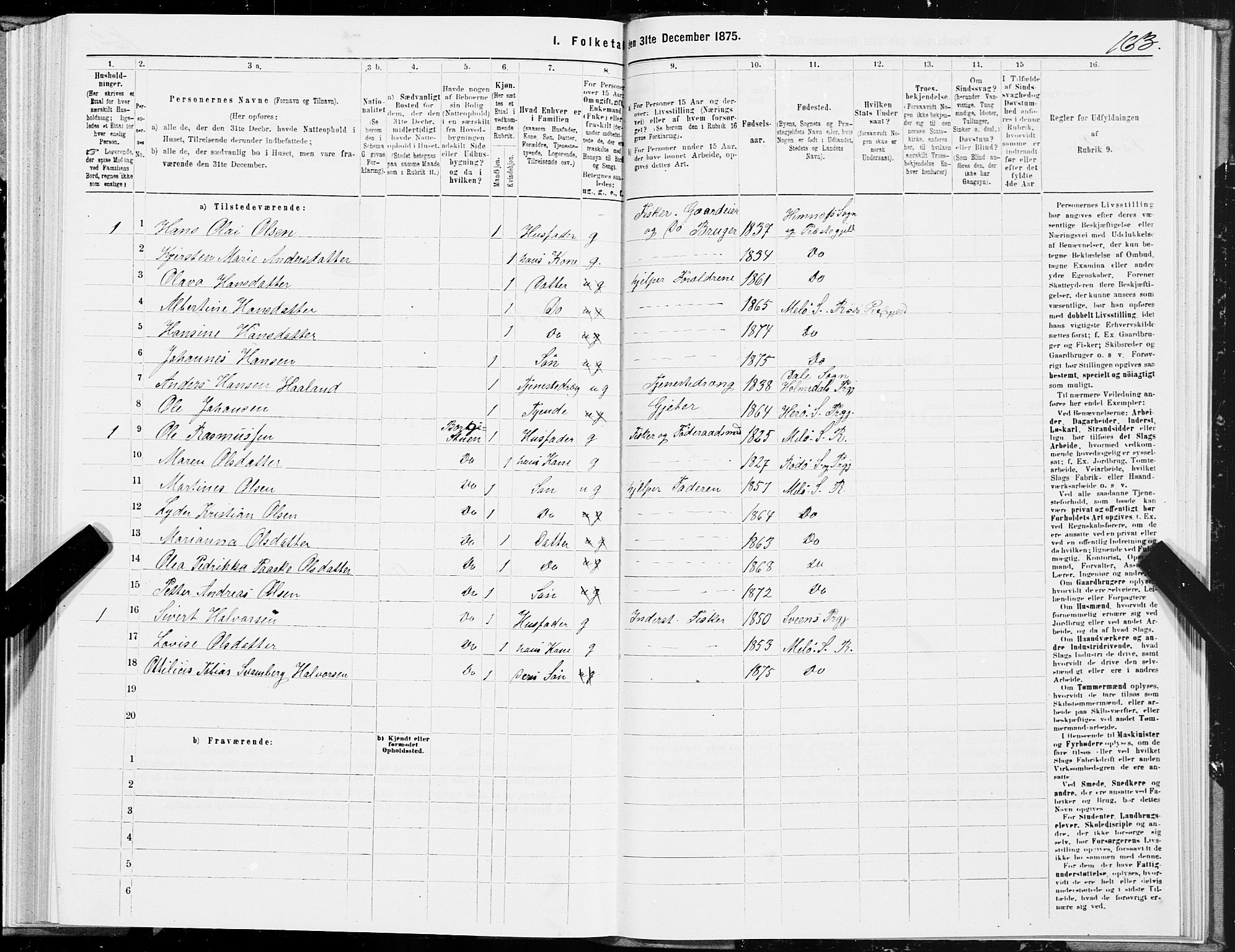 SAT, 1875 census for 1836P Rødøy, 1875, p. 5163