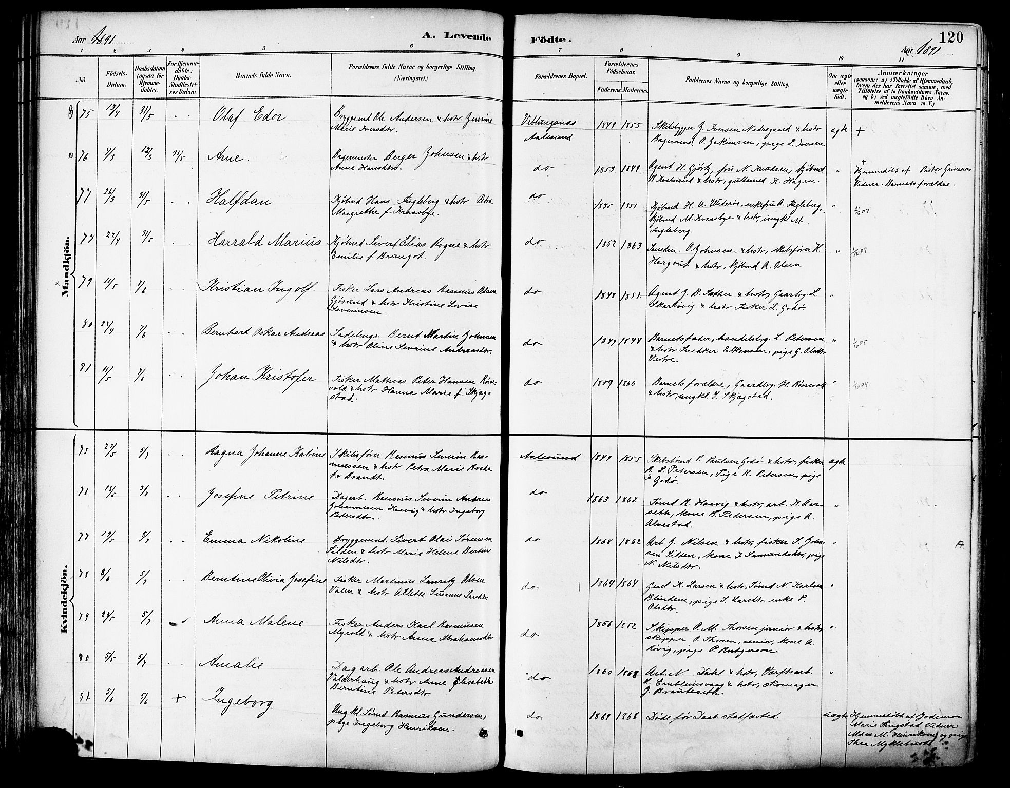 Ministerialprotokoller, klokkerbøker og fødselsregistre - Møre og Romsdal, AV/SAT-A-1454/529/L0455: Parish register (official) no. 529A05, 1885-1893, p. 120