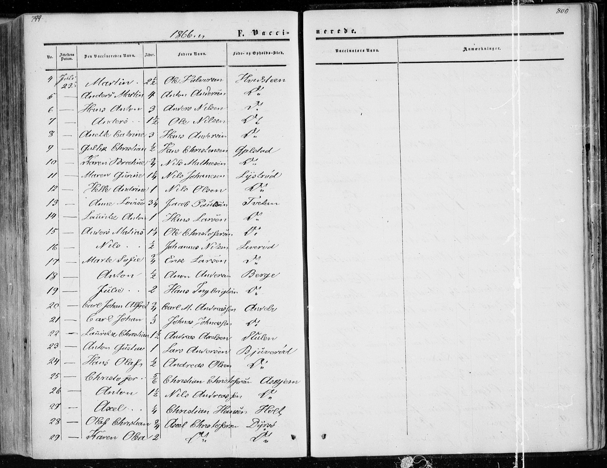 Andebu kirkebøker, AV/SAKO-A-336/F/Fa/L0005: Parish register (official) no. 5, 1857-1870, p. 799-800