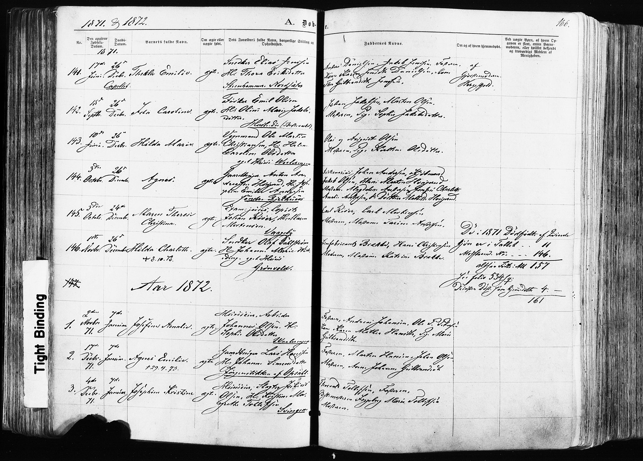 Østre Aker prestekontor Kirkebøker, AV/SAO-A-10840/F/Fa/L0003: Parish register (official) no. I 3, 1869-1875, p. 166