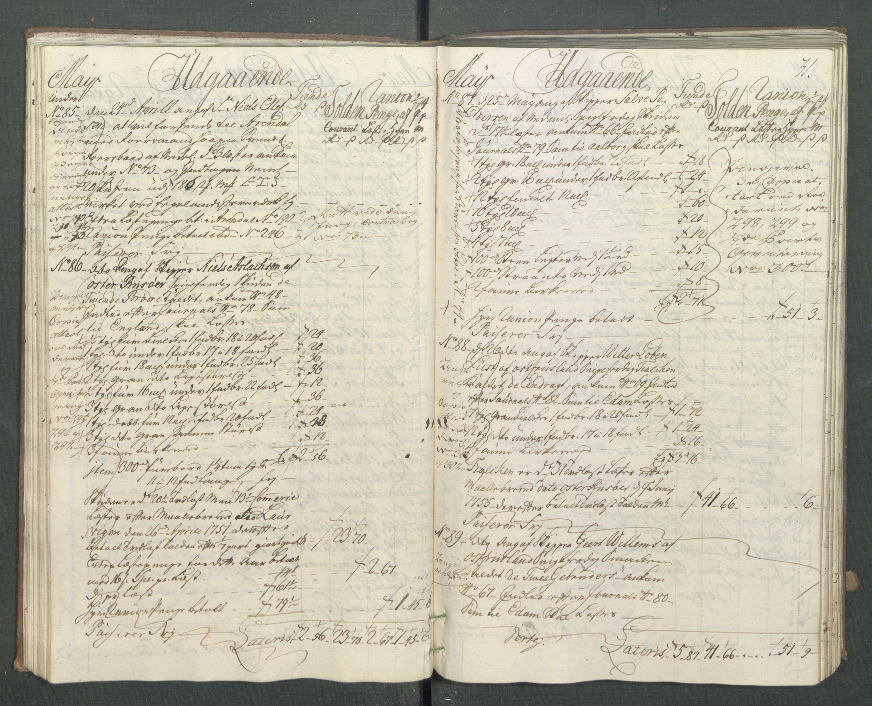 Generaltollkammeret, tollregnskaper, AV/RA-EA-5490/R14/L0025/0001: Tollregnskaper Øster-Risør / Utgående hovedtollbok, 1756, p. 30b-31a