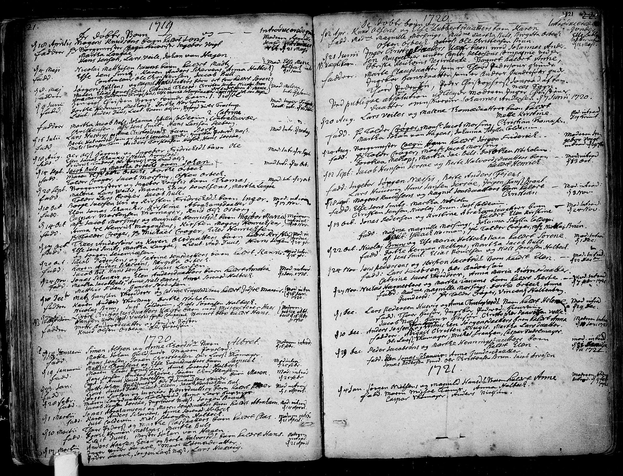 Tønsberg kirkebøker, SAKO/A-330/F/Fa/L0001: Parish register (official) no. I 1, 1688-1760, p. 120-121