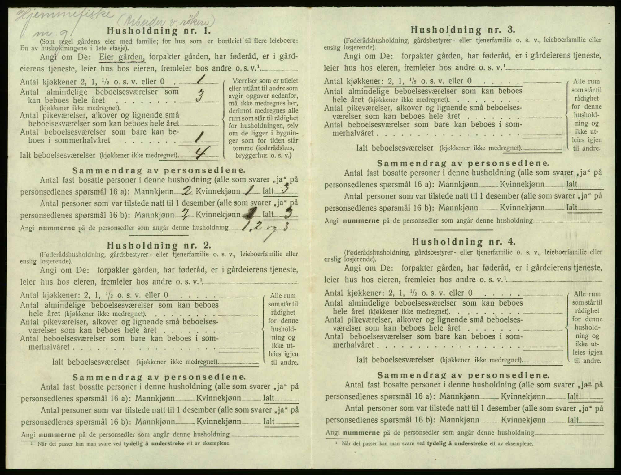 SAB, 1920 census for Bremnes, 1920, p. 1031