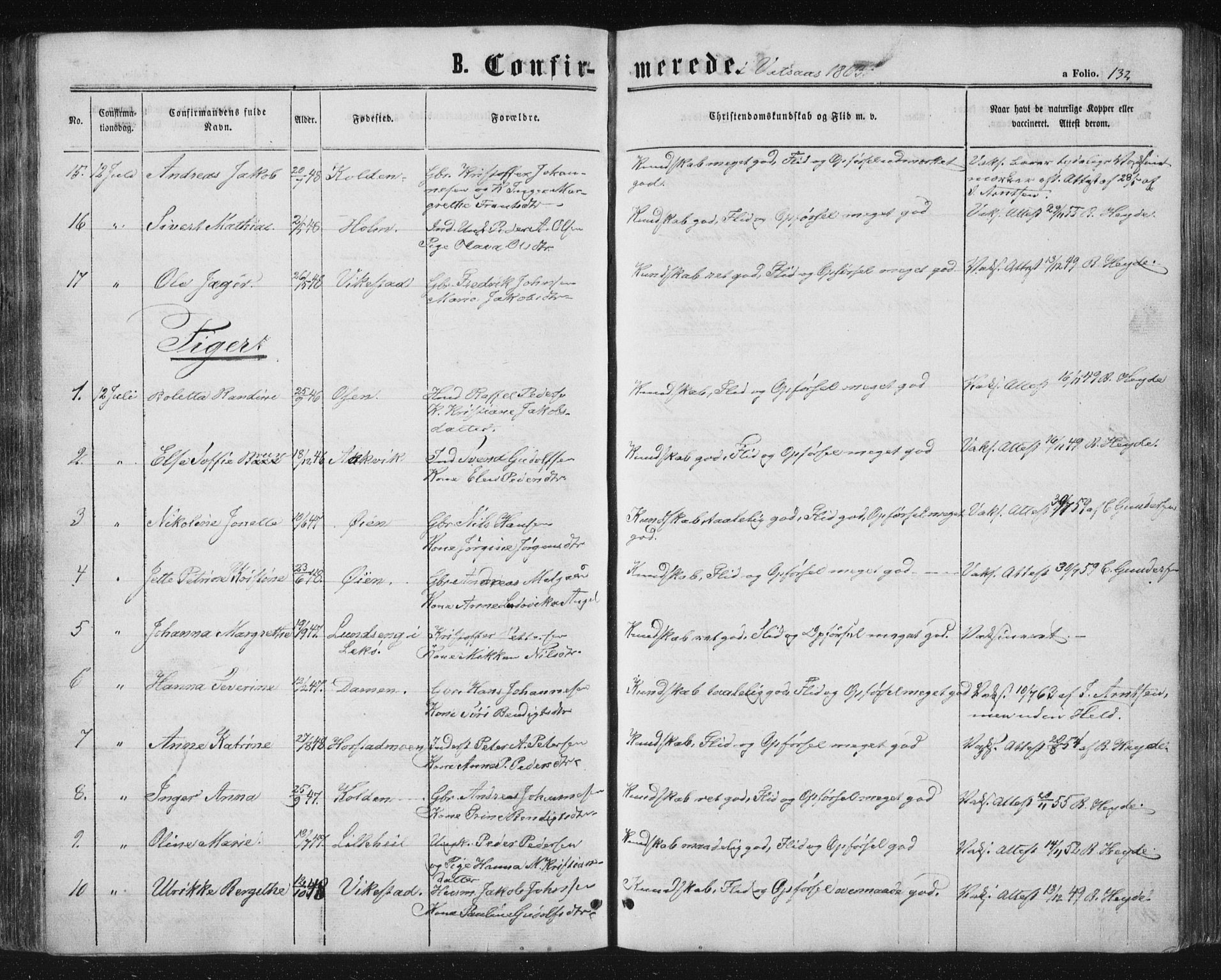 Ministerialprotokoller, klokkerbøker og fødselsregistre - Nordland, AV/SAT-A-1459/810/L0158: Parish register (copy) no. 810C02 /1, 1863-1883, p. 132