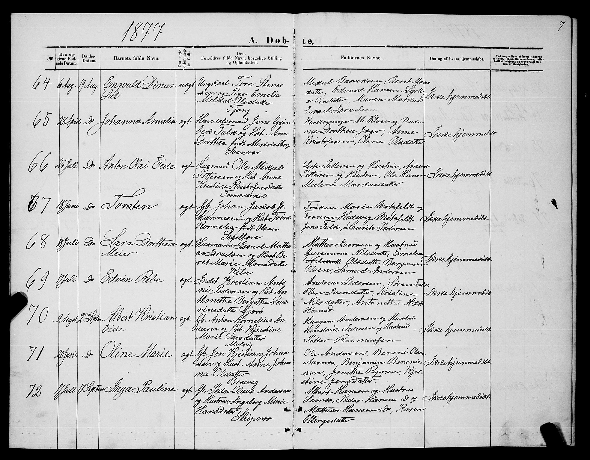Ministerialprotokoller, klokkerbøker og fødselsregistre - Nordland, SAT/A-1459/841/L0620: Parish register (copy) no. 841C04, 1877-1896, p. 7