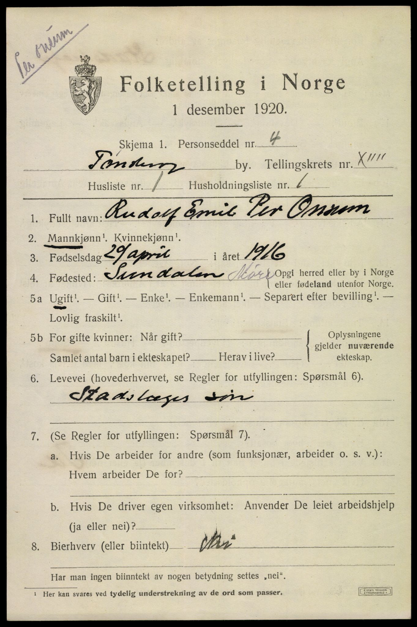 SAKO, 1920 census for Tønsberg, 1920, p. 22417