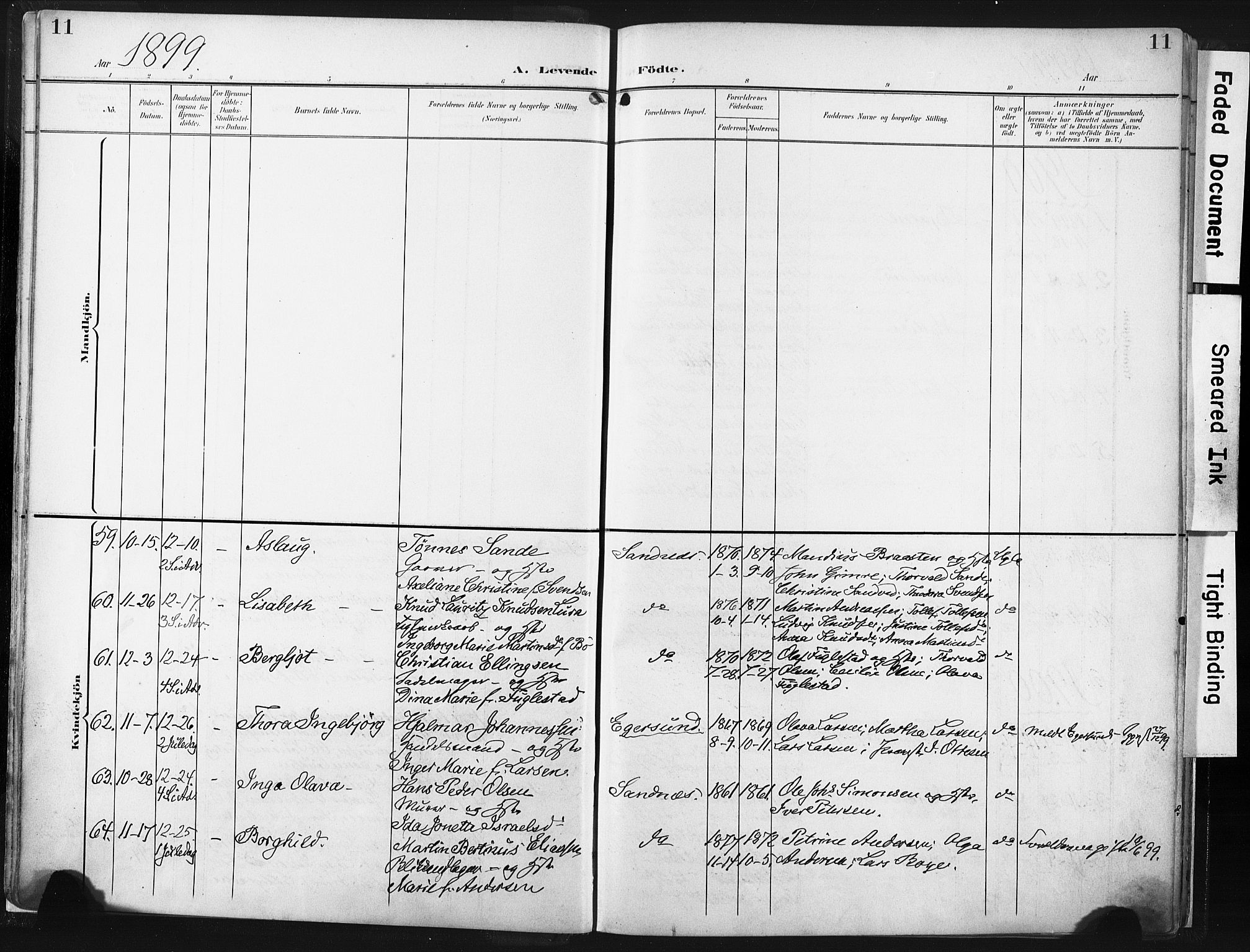 Høyland sokneprestkontor, SAST/A-101799/001/30BA/L0016: Parish register (official) no. A 16, 1899-1911, p. 11